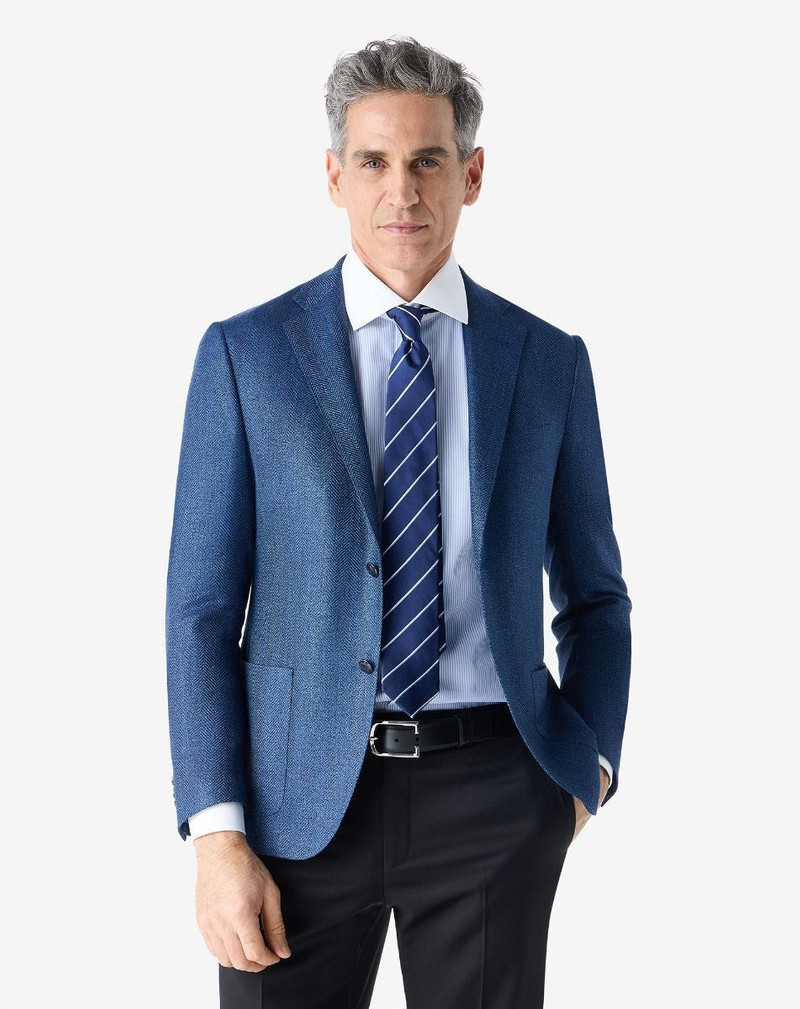 CORNELIANI Blue wool, silk and linen jacket outlook