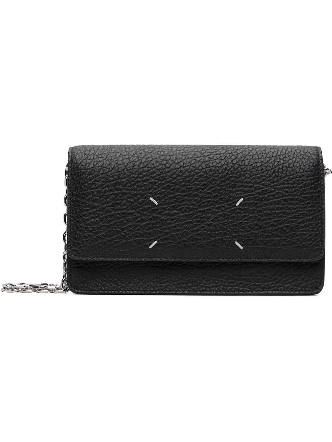 Black Four Stitches Chain Wallet - 1