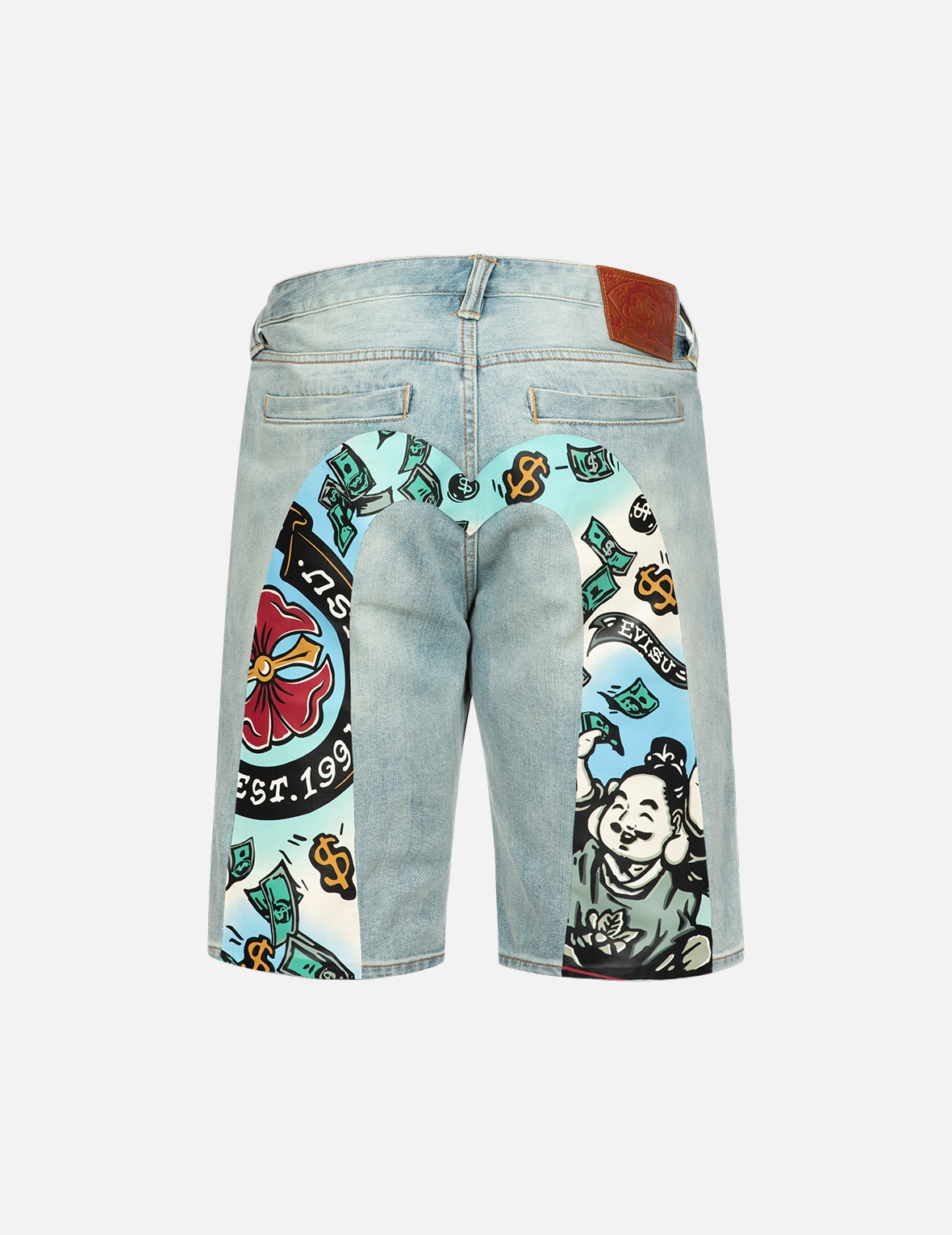 PLAYFUL GODHEAD DAICOCK PRINT REGULAR FIT DENIM SHORTS - 1