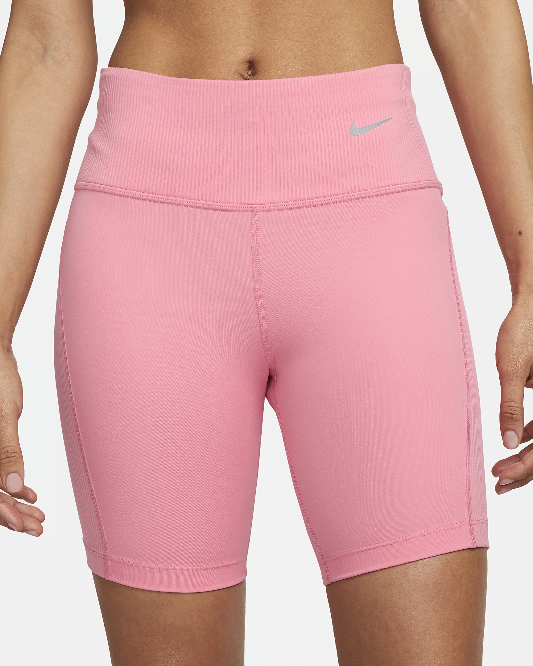 Nike Women's Tight Mid-Rise Ribbed-Panel Running Shorts with Pockets - 2