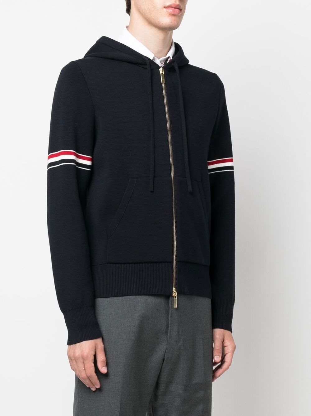 striped zip-up hoodie - 3