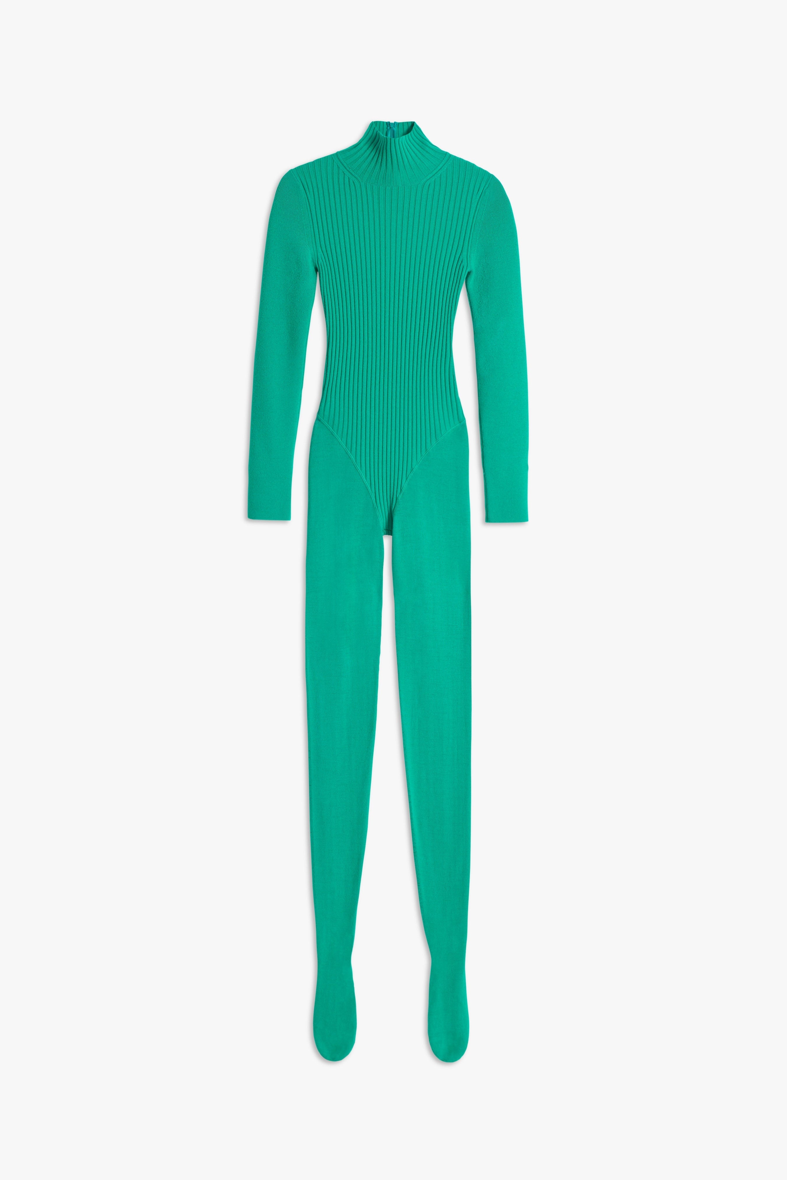 Polo Neck Jumpsuit in Bright Green - 1