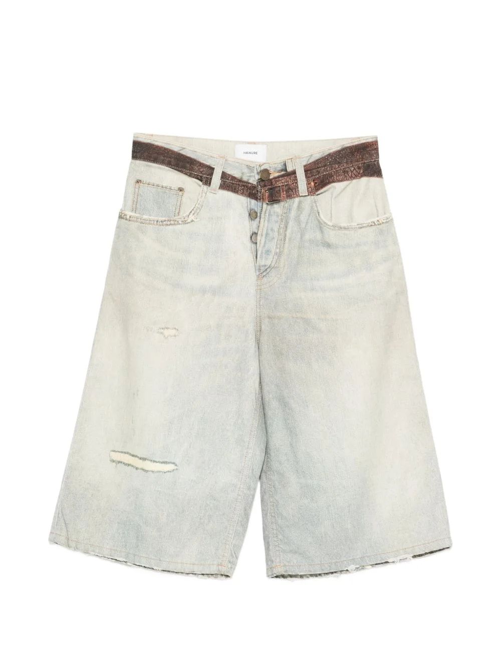 printed-belt shorts - 1