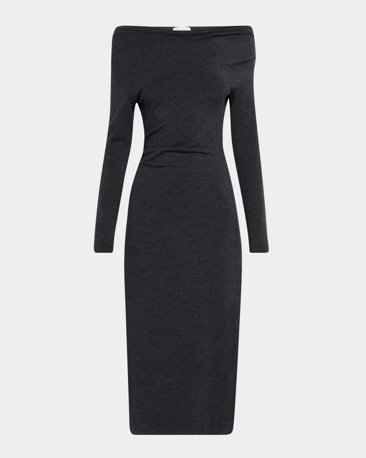 Draped Off-The-Shoulder Wool Jersey Midi Dress - 1