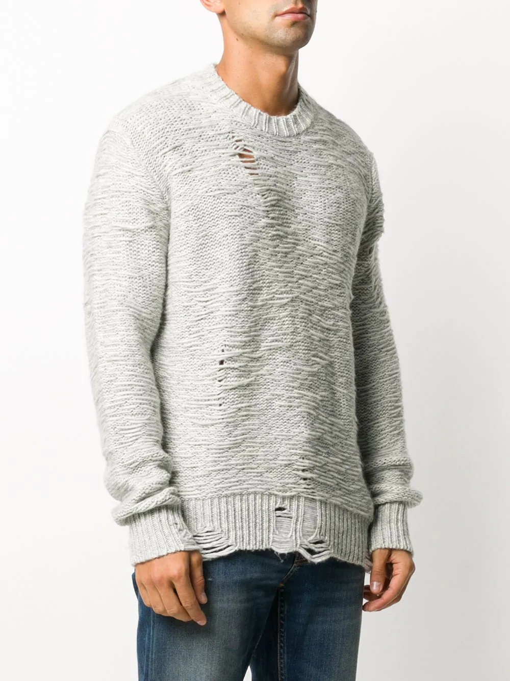 distressed crewneck jumper - 3