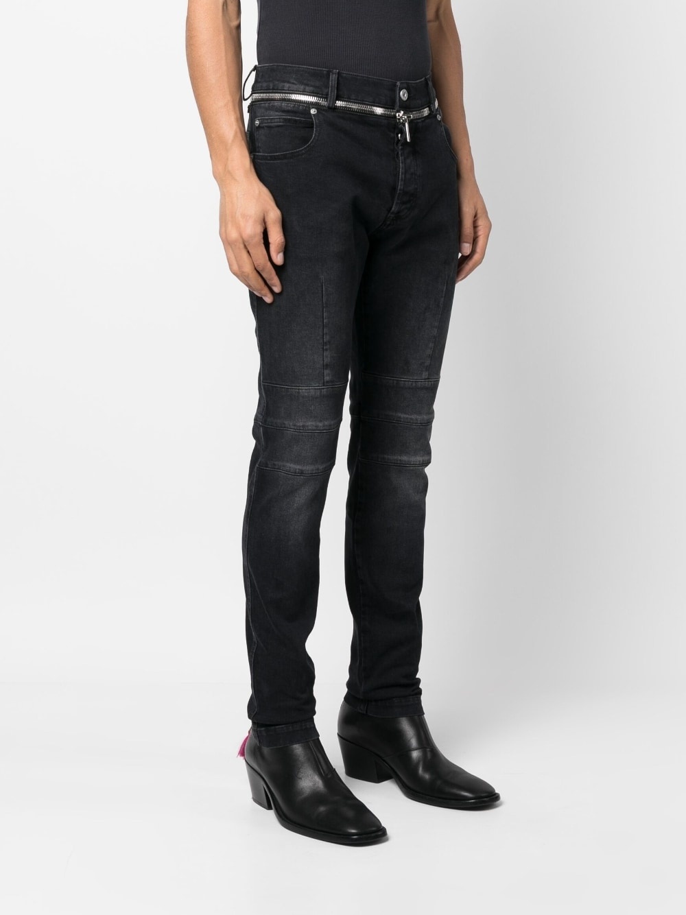 zipped-belt jeans - 3