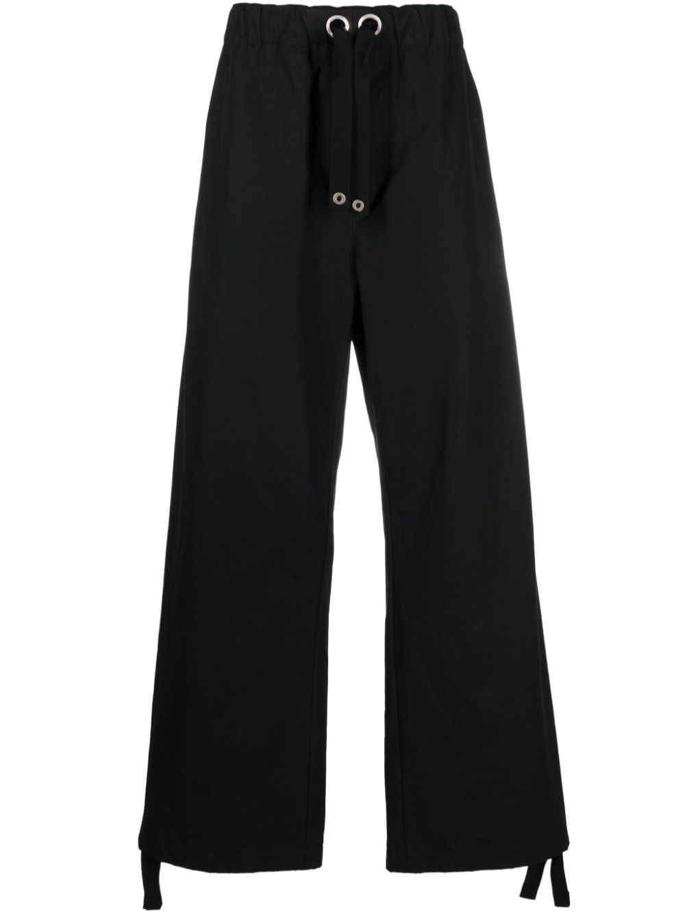 logo-embroidery straight trousers - 1