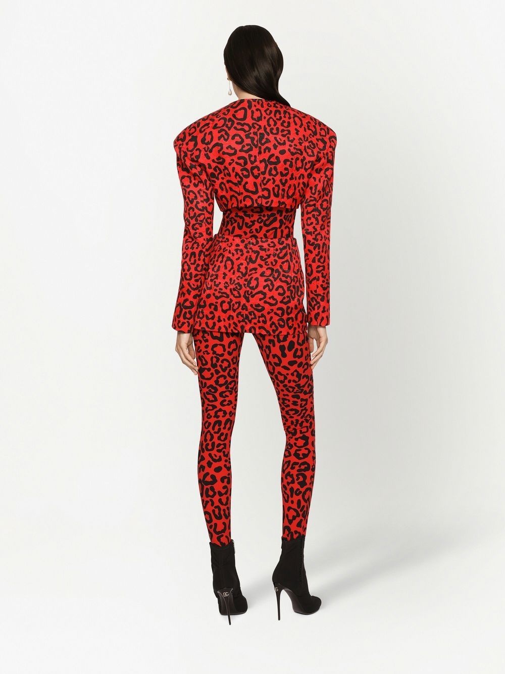cropped leopard-print blazer - 4
