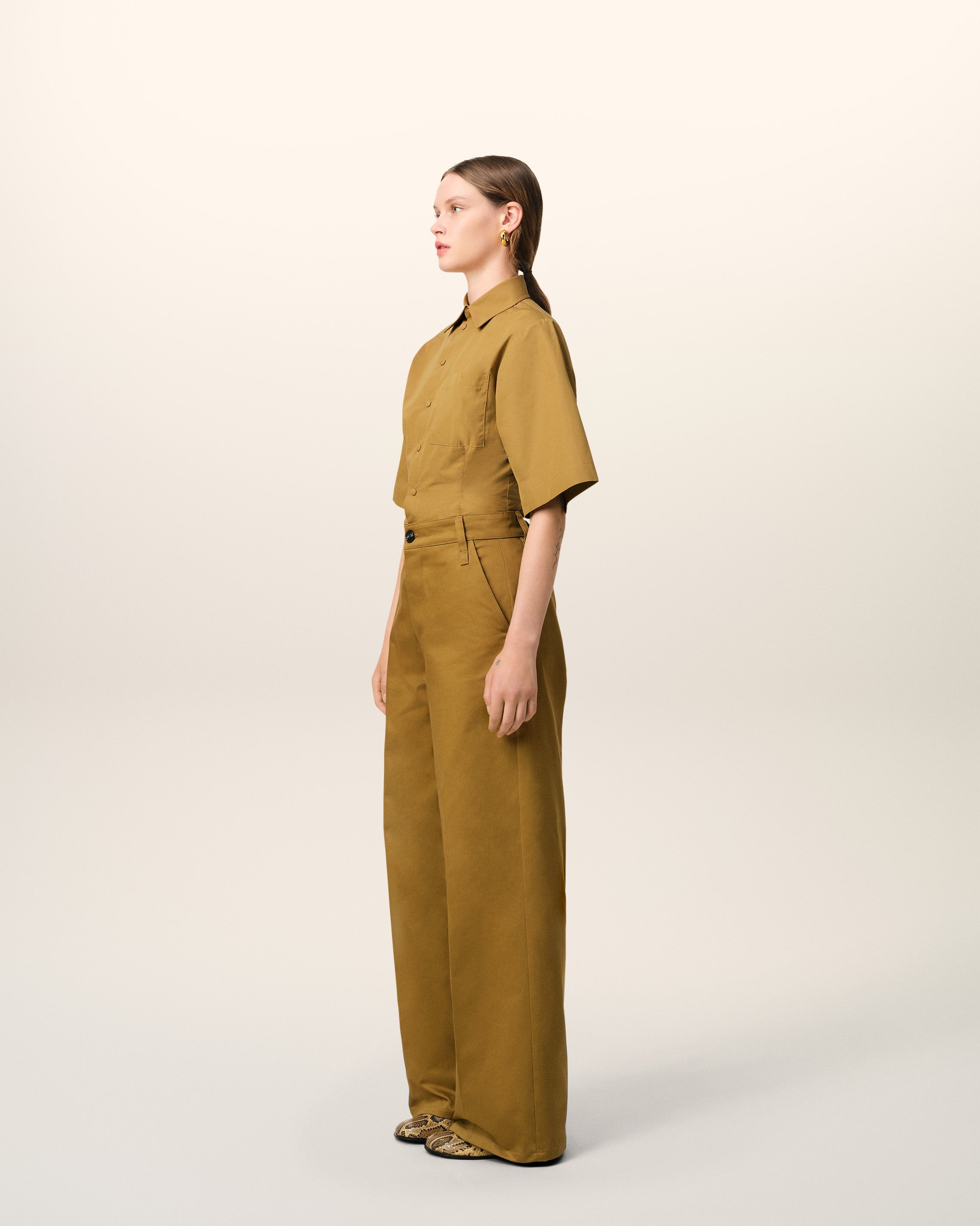 MUSTARD COTTON BAGGY FIT TROUSERS - 6