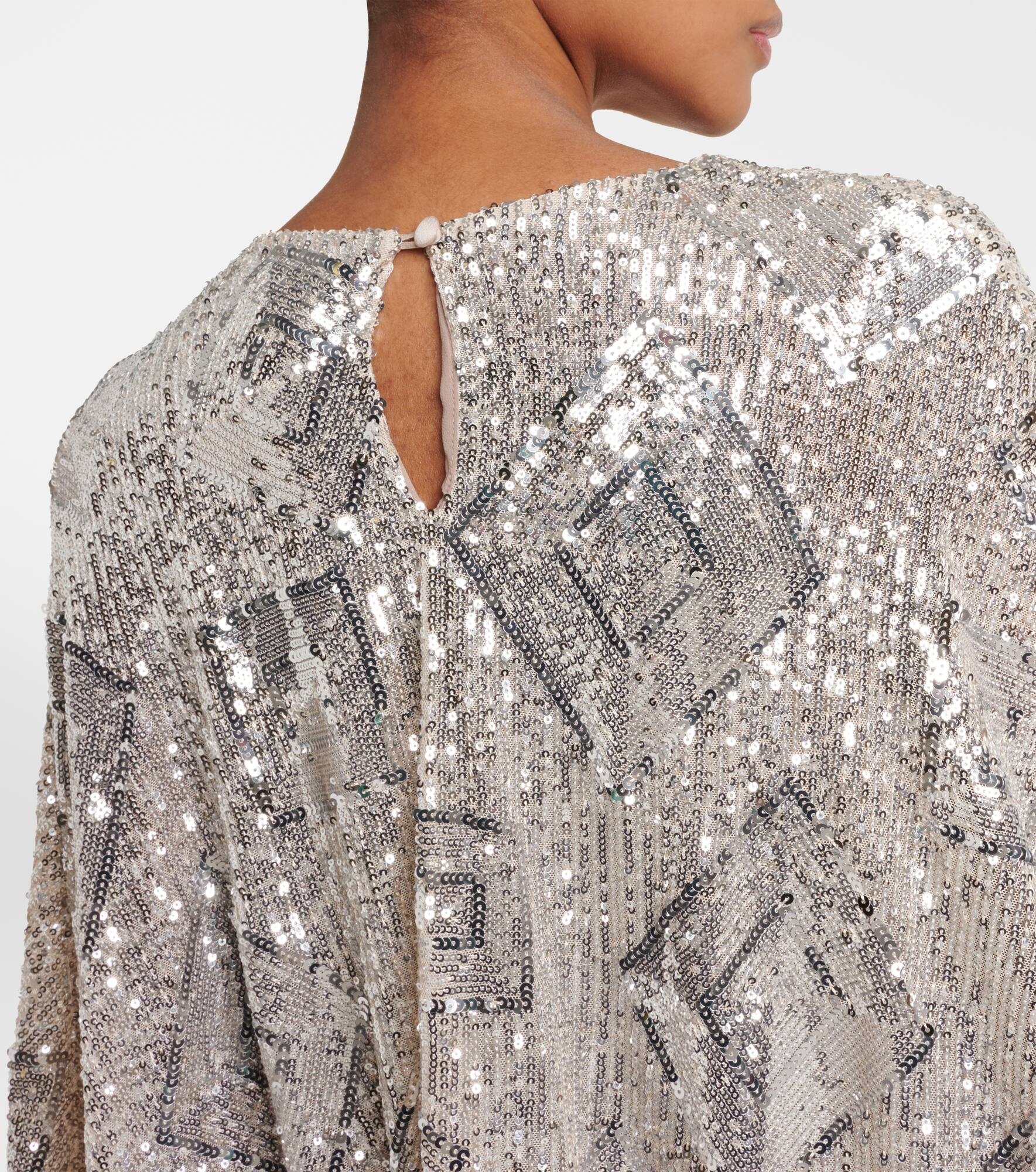 Nassau sequined feather-trimmed cape - 6