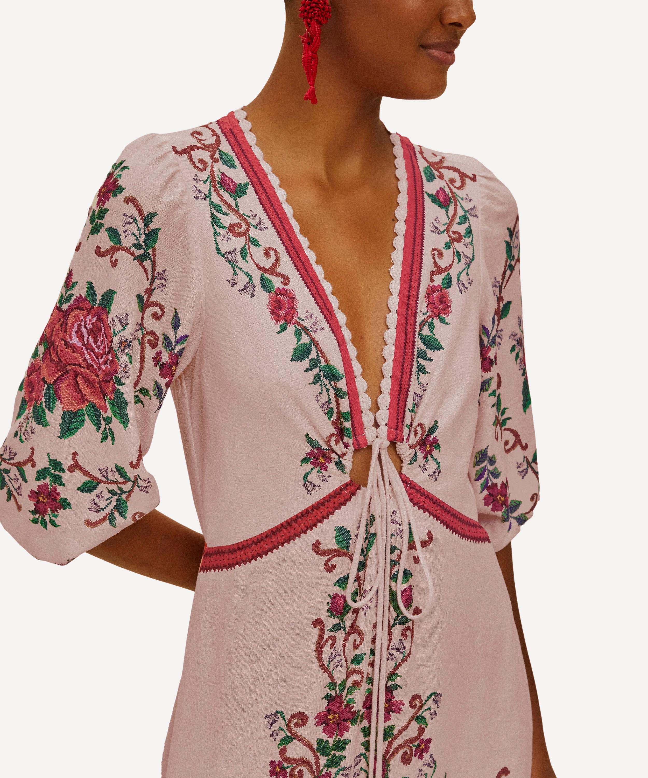 Pink Flower Tapestry Maxi Dress - 2