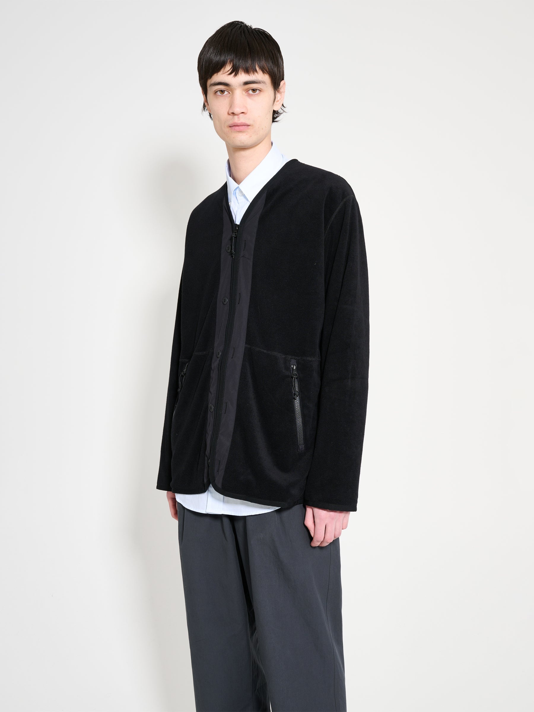 COMME DES GARÇONS HOMME PILE CARDIGAN BLACK - 2