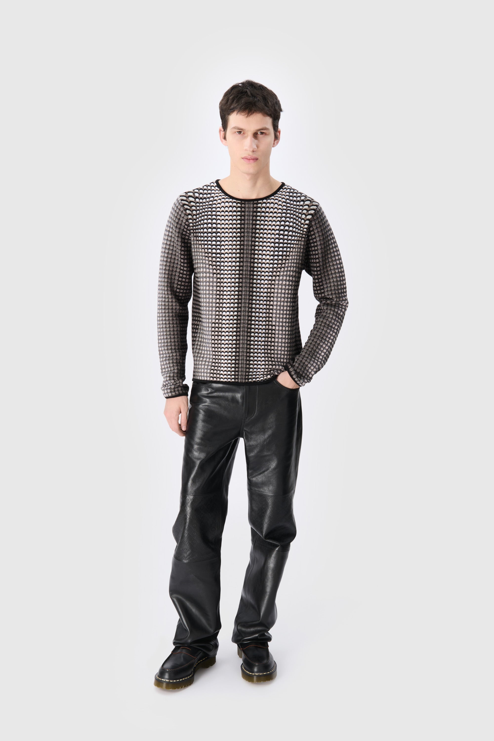 Moon Skin Jacquard Knit Fitted Sweater - 1