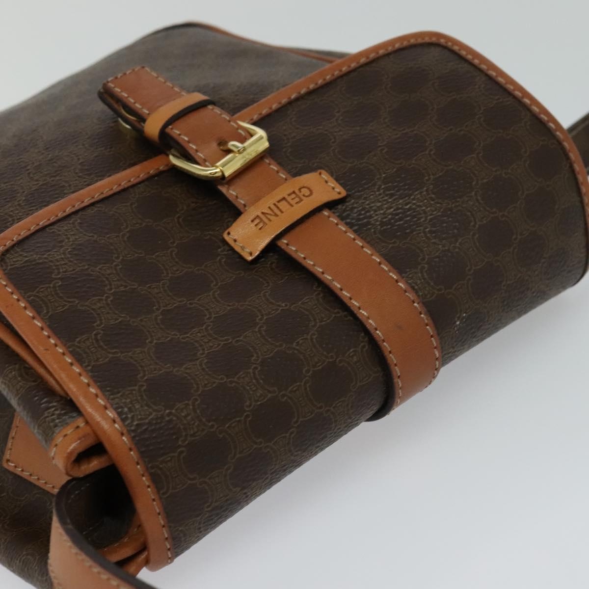 CELINE Macadam Canvas Shoulder Bag Pvc Brown Gold - 6