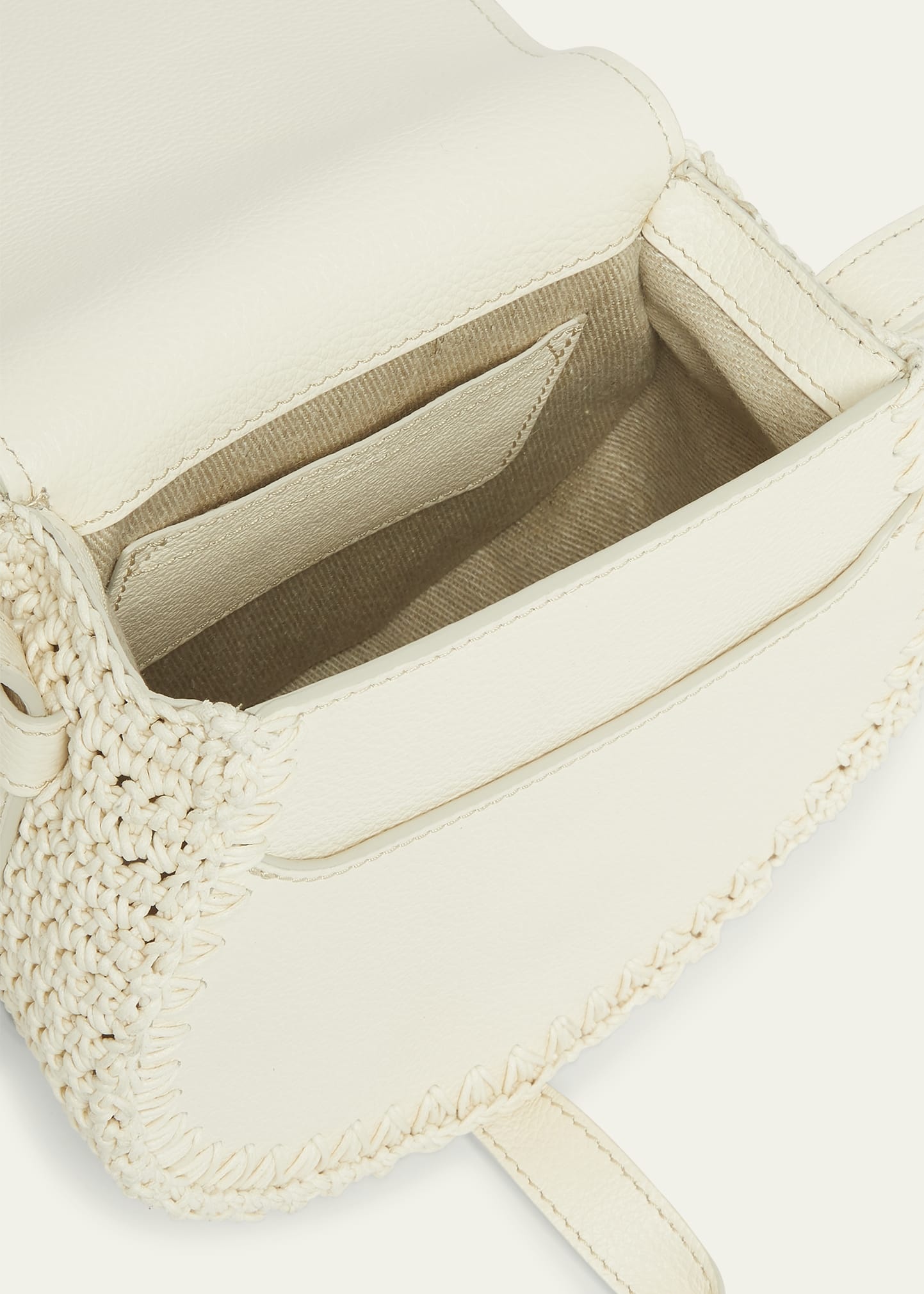 Marcie Flap Saddle Crossbody Bag in Crochet Fabric and Leather - 4