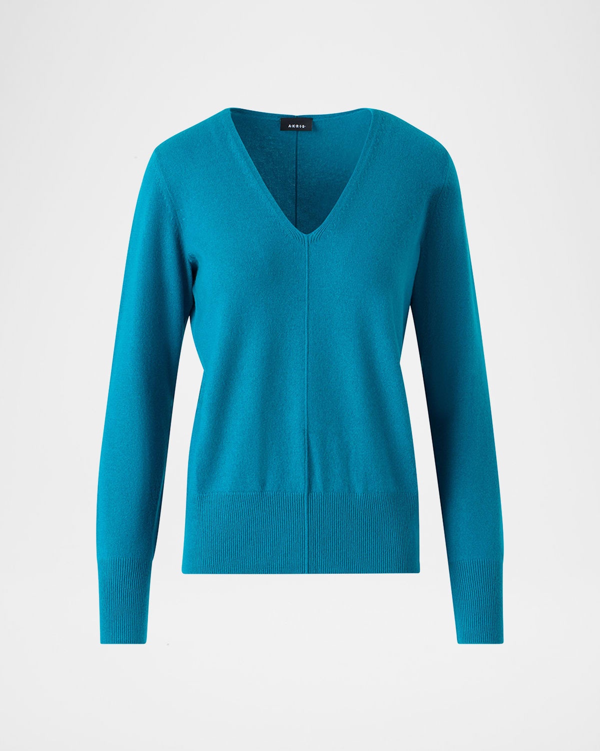 V-Neck Pure Cashmere Knit Sweater - 1