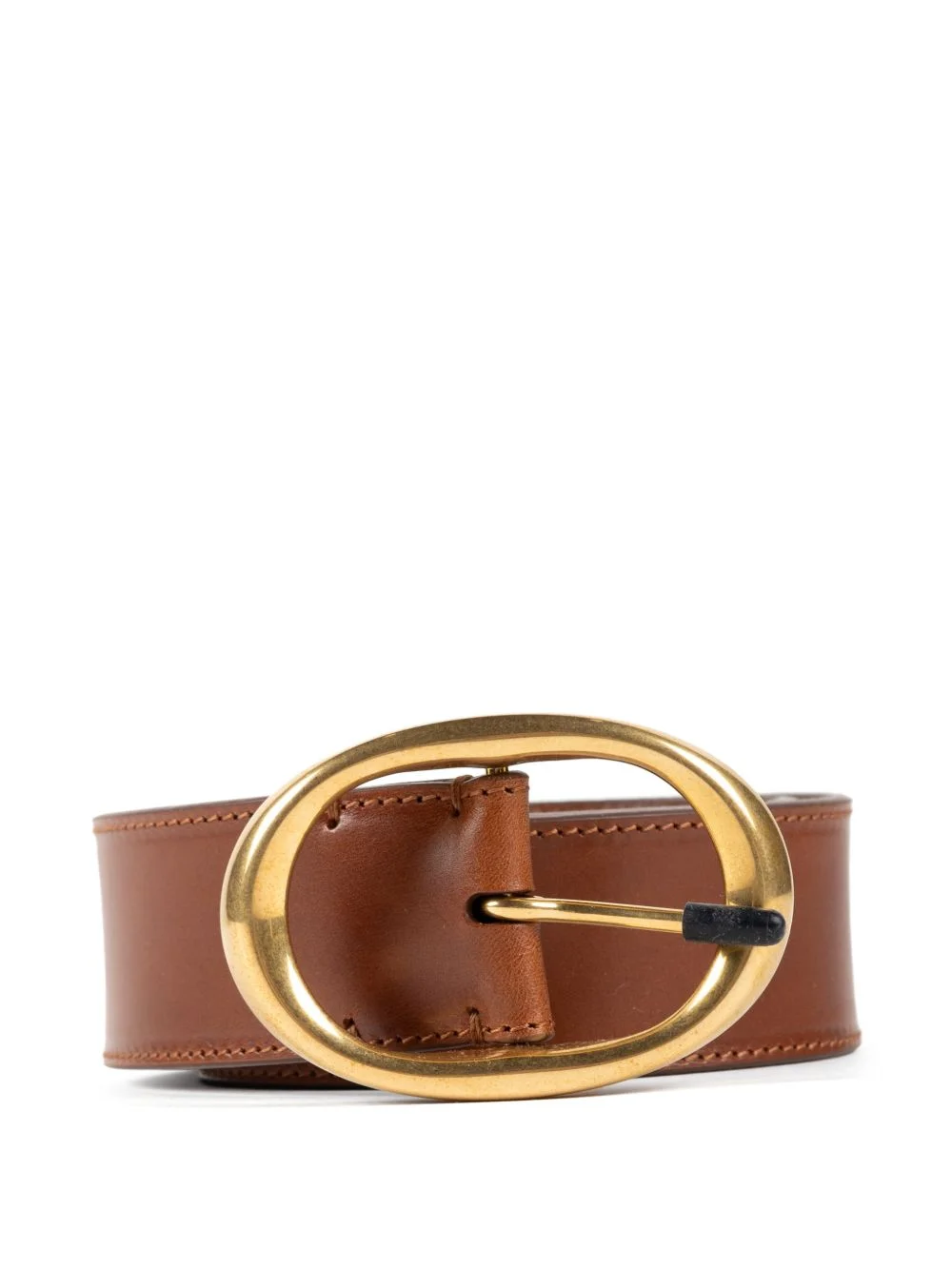 oval-buckle leather belt - 1