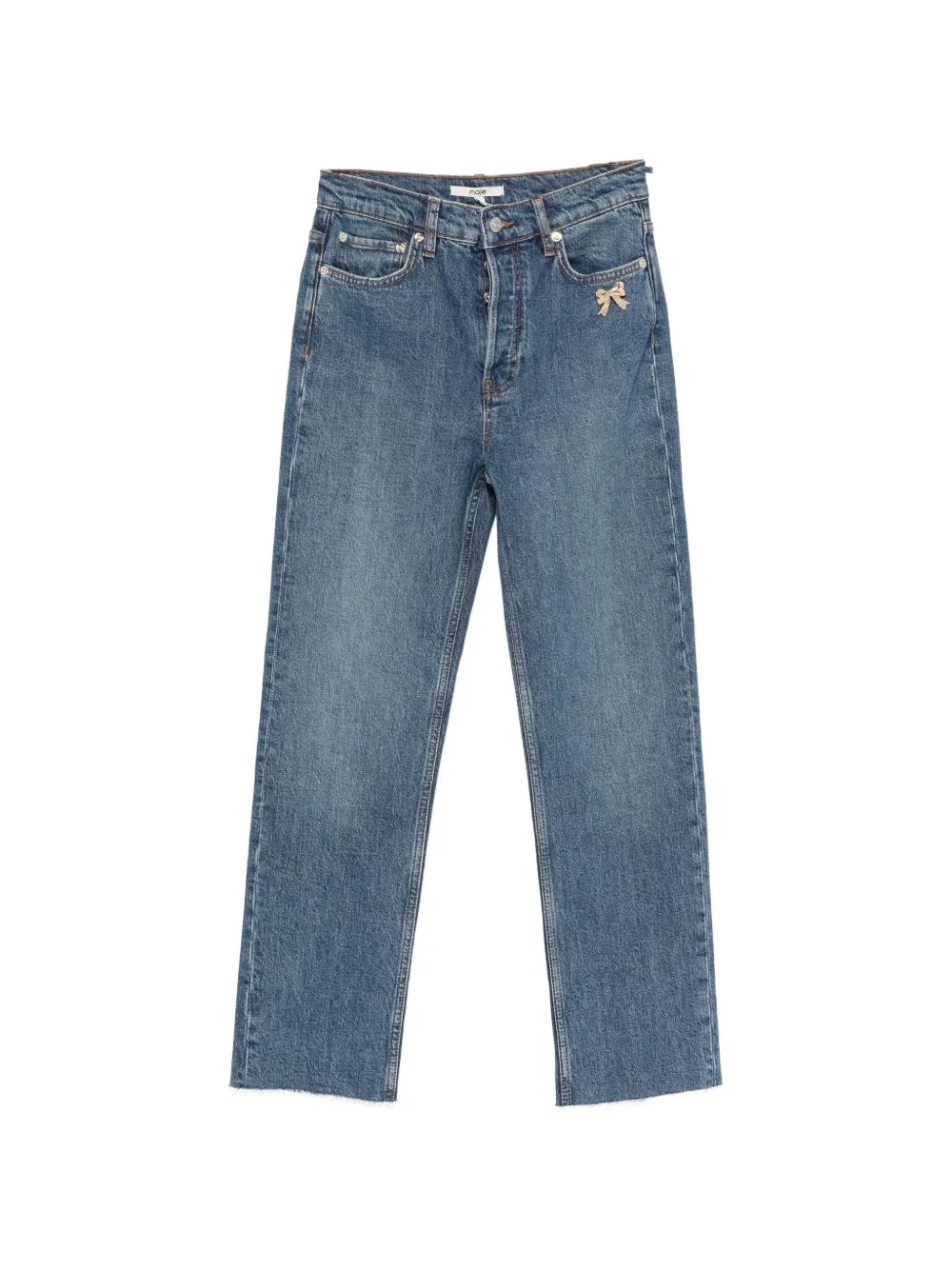 bow-embellished straight-leg jeans - 1