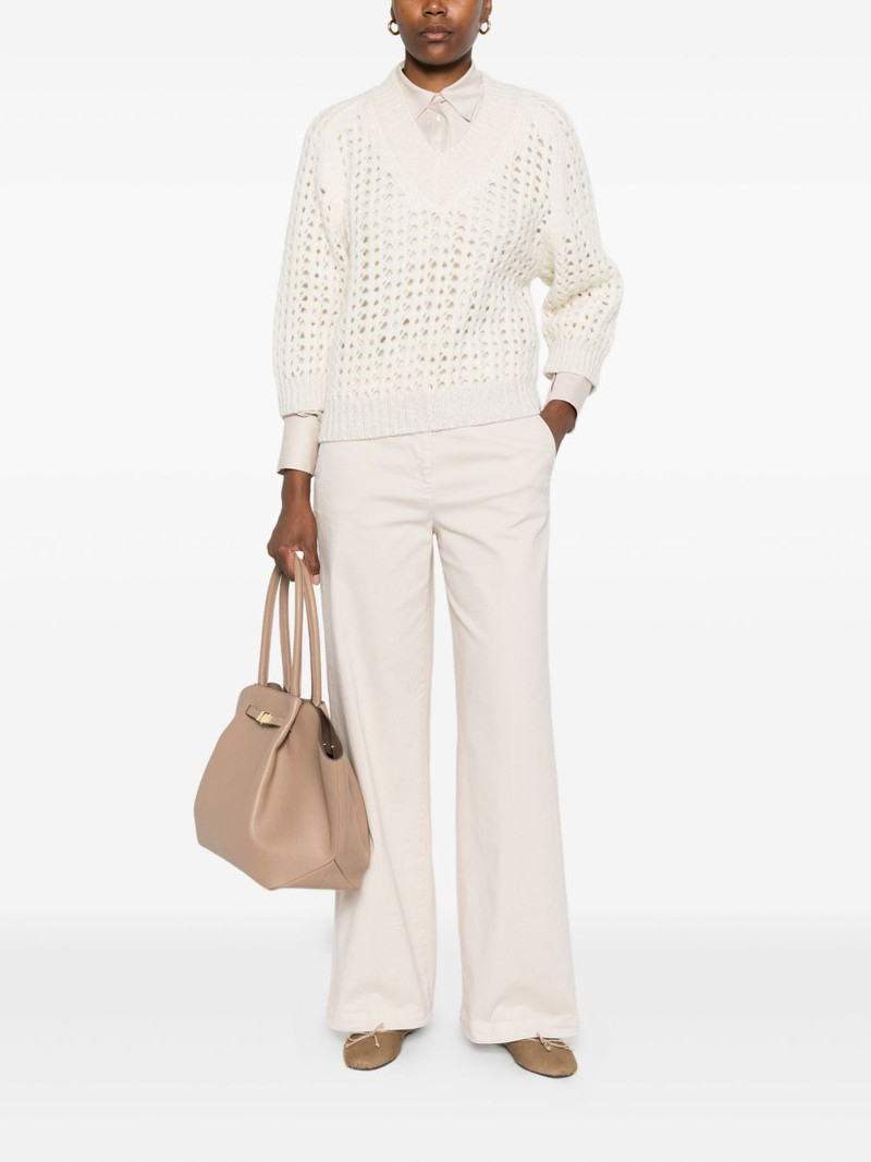 PESERICO V-neck open-knit sweater outlook