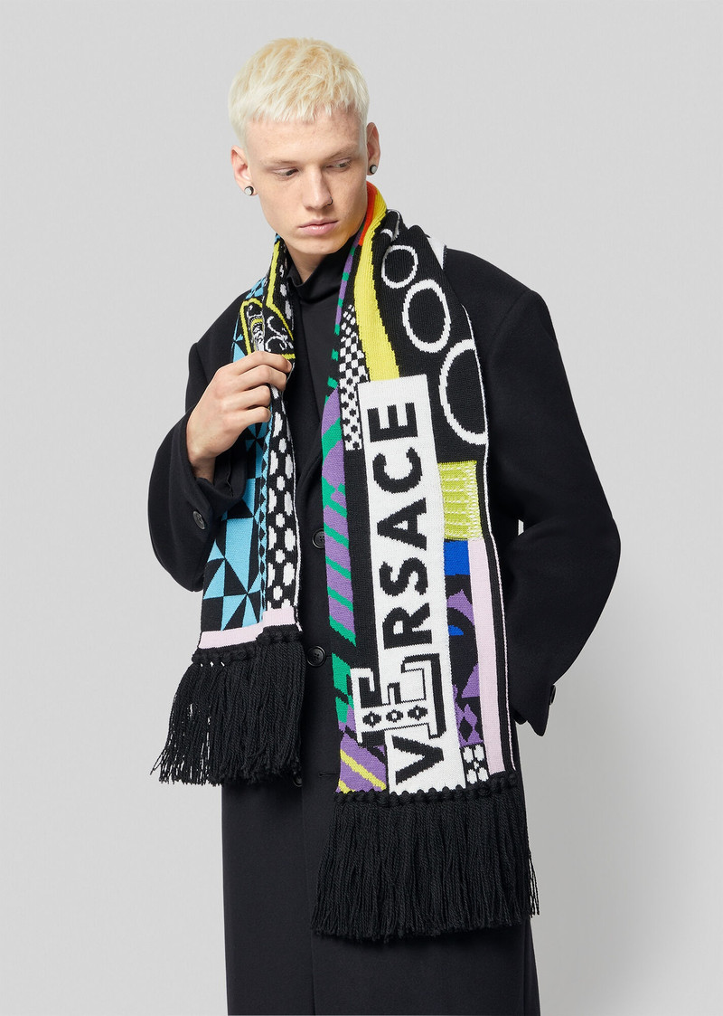 VERSACE Pop Temple Wool Jacquard Scarf outlook