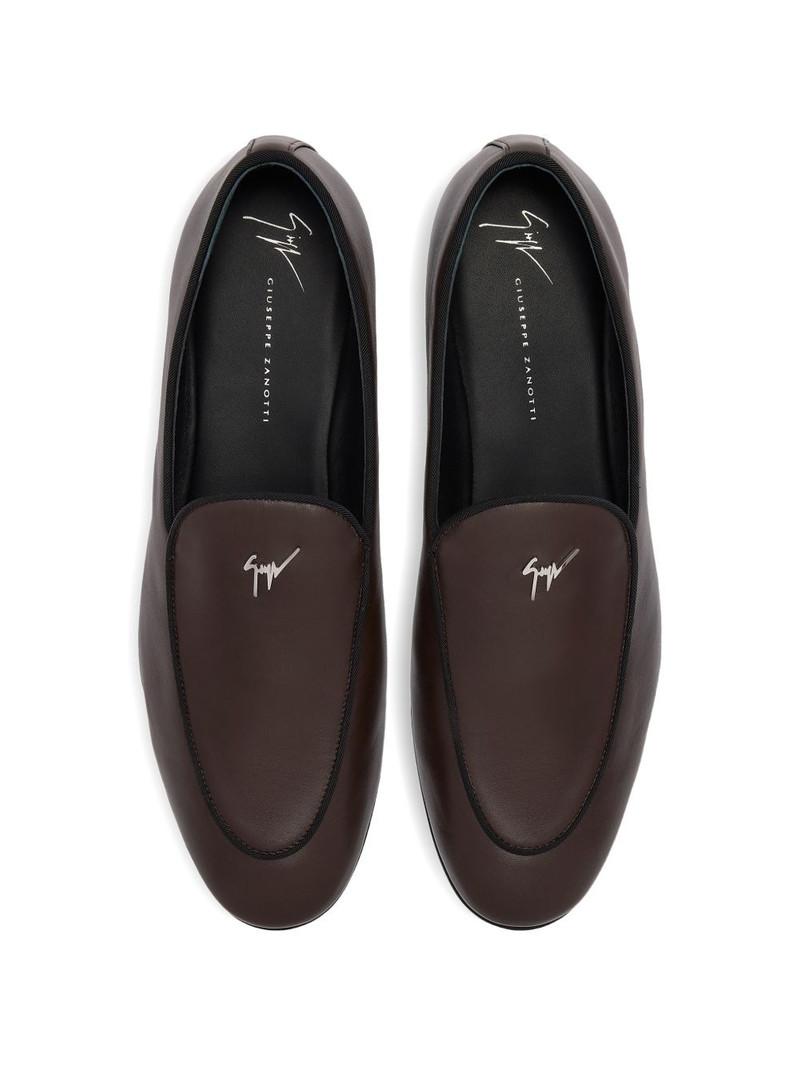 metal logo leather loafers 4