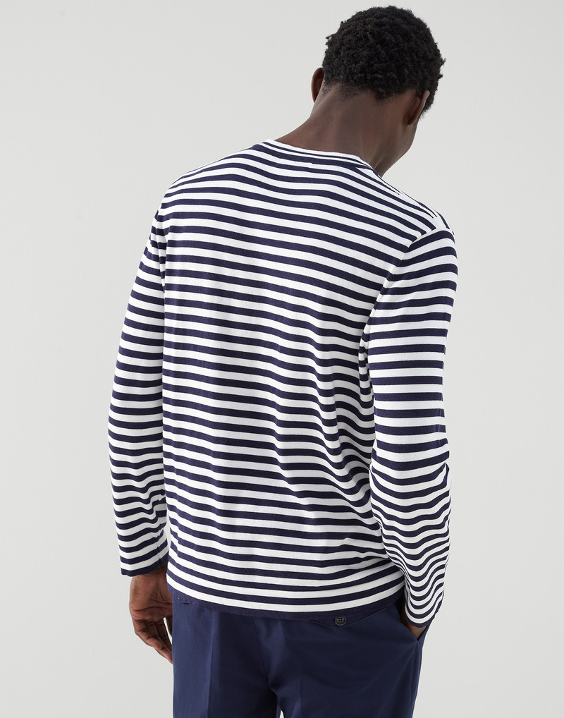 Brunello Cucinelli Striped lightweight cotton sweater outlook