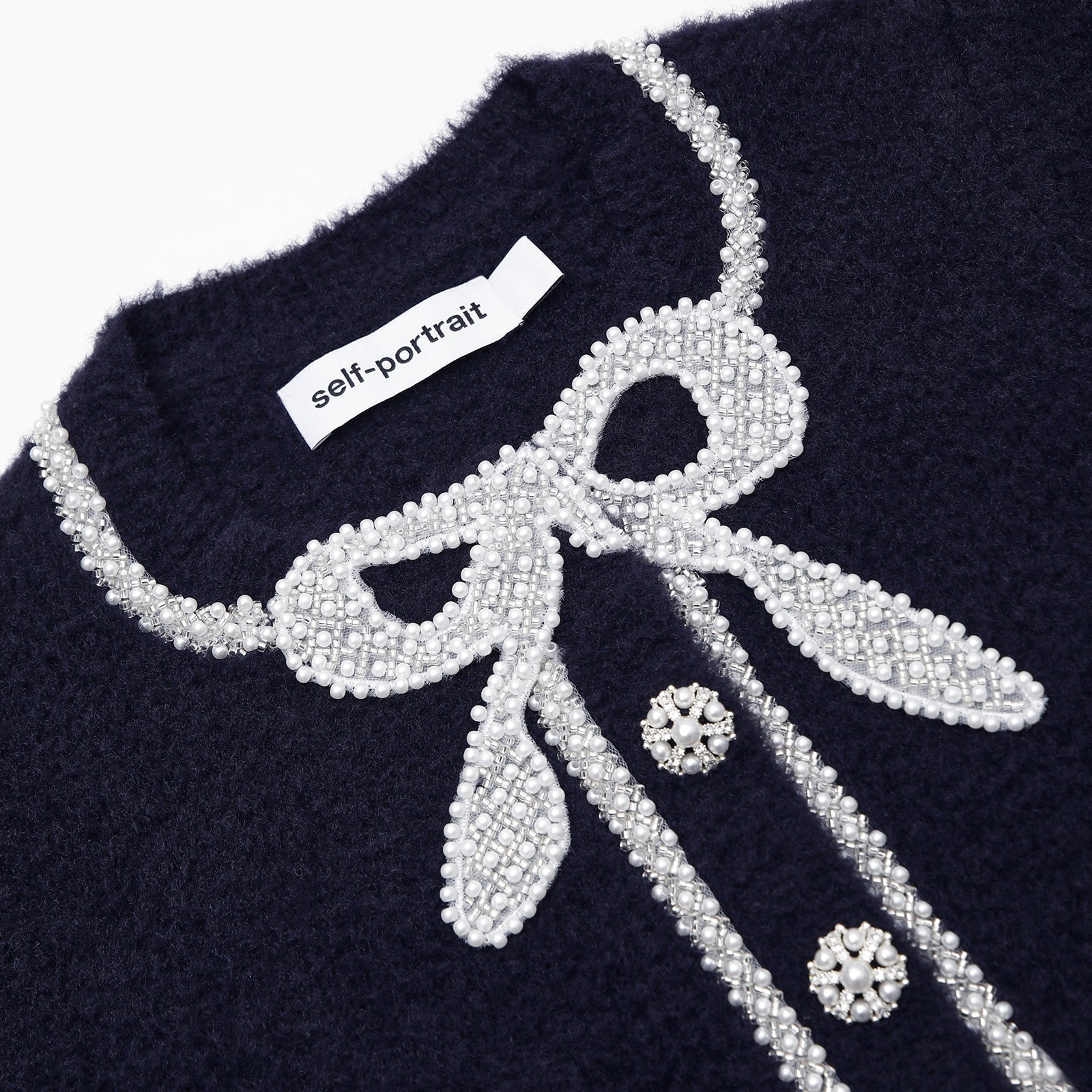 Navy Soft Knit Bow Cardigan - 5