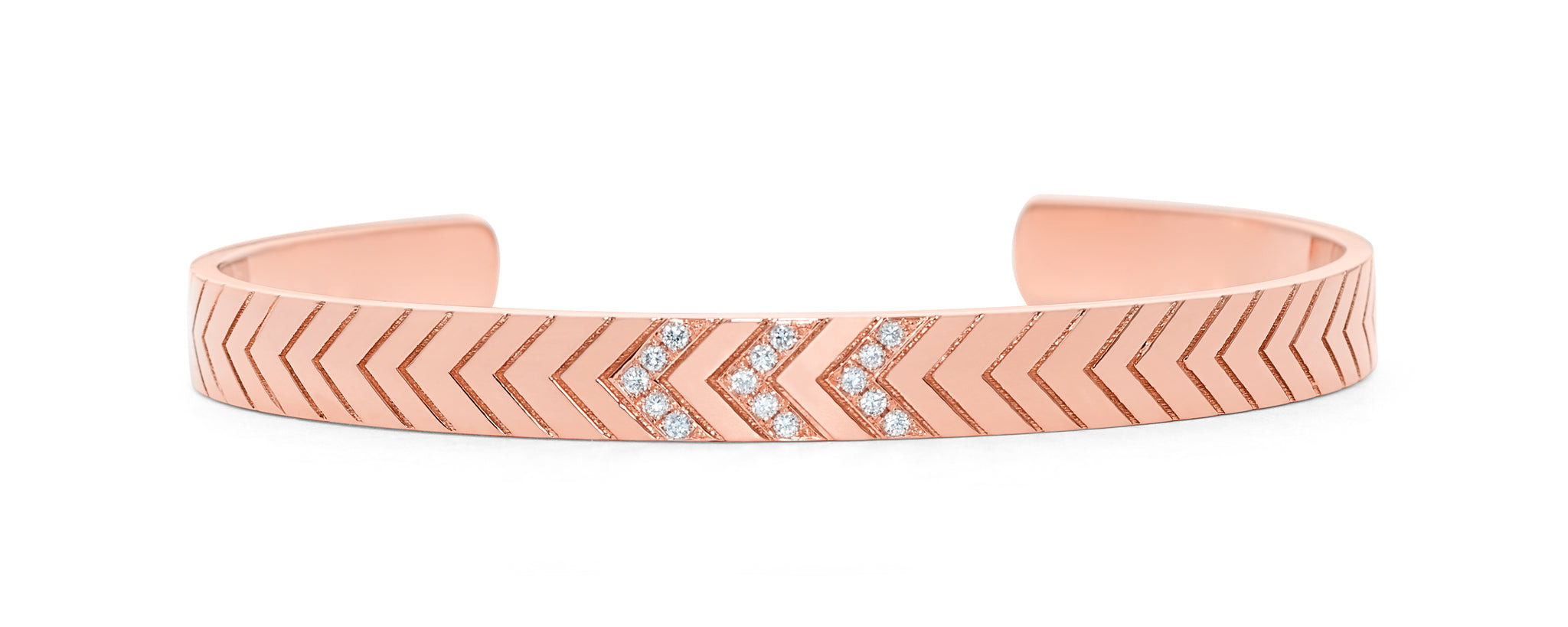 ROSE GOLD TRI-DIAMOND CHEVRON CUFF - 3