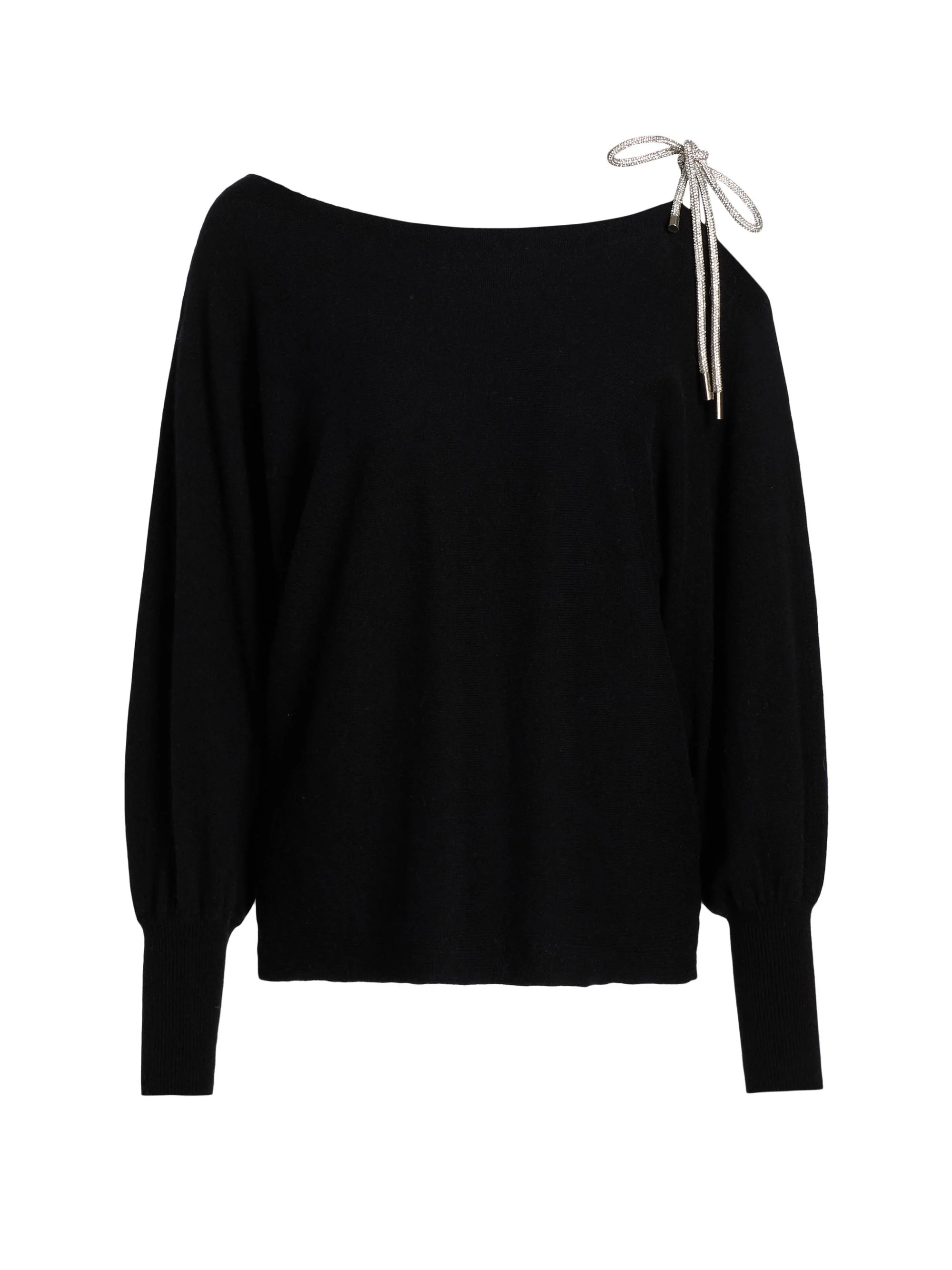 Women's Ida Ots Embellished-Tie Sweater - Black - 1