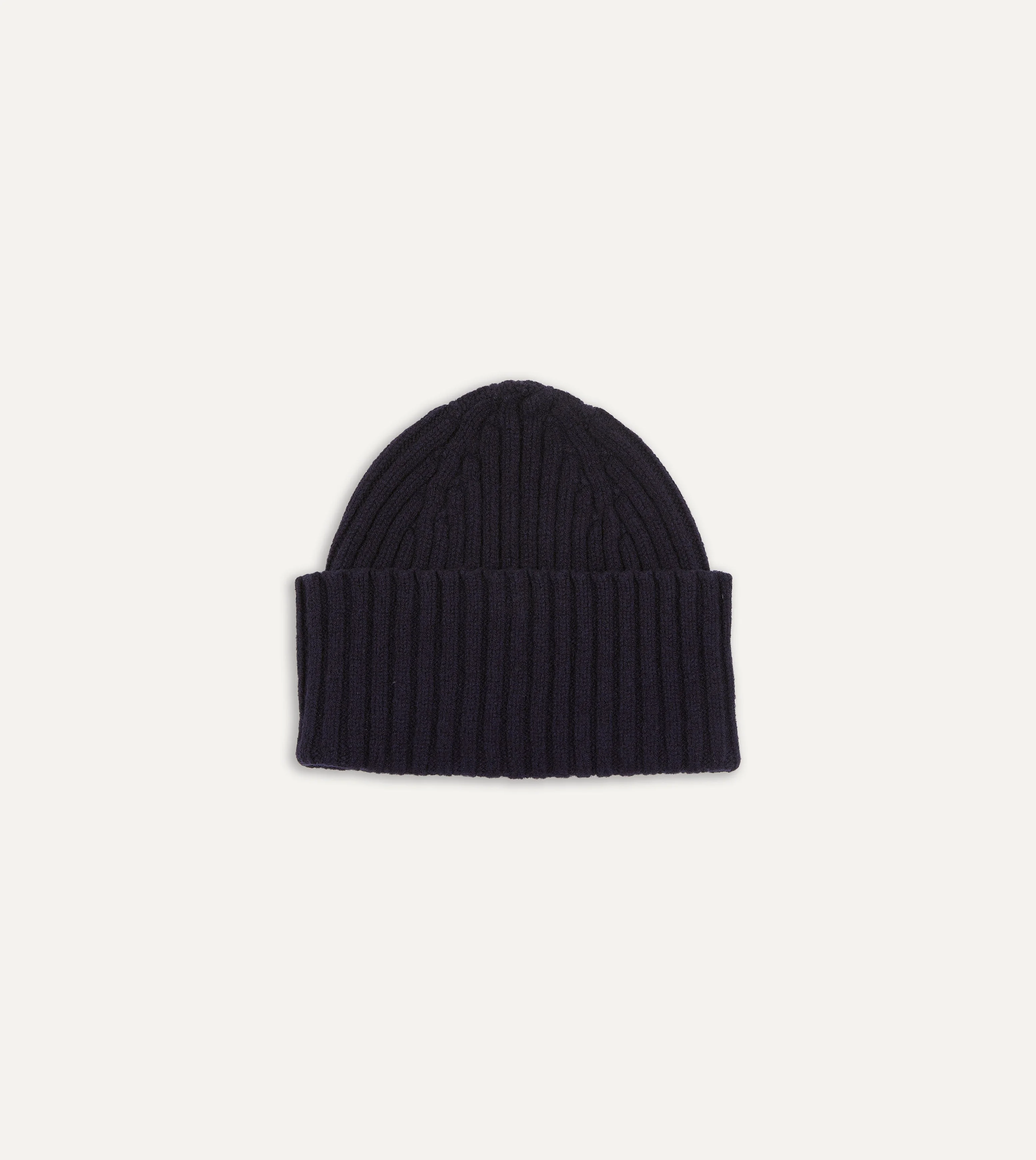 Navy Lambswool Ribbed Knit Cap - 1