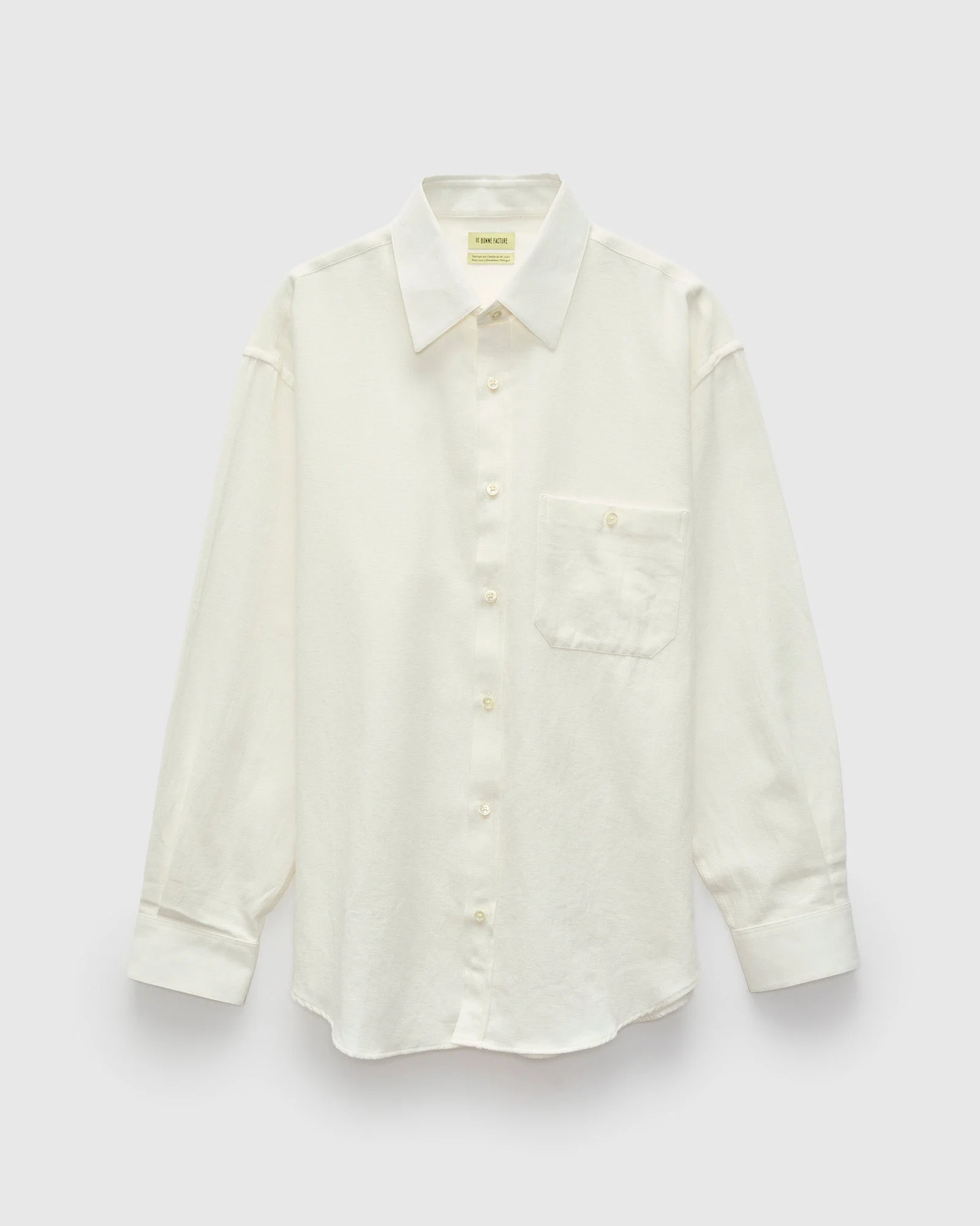 Architect Shirt in White Cotton Hemp Gabardine - 1