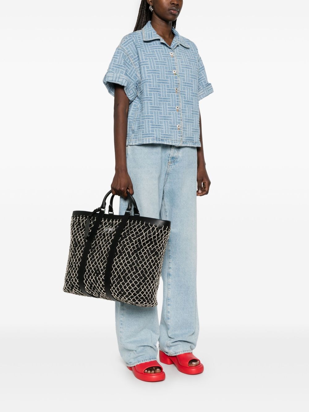 net-overlay tote bag - 2