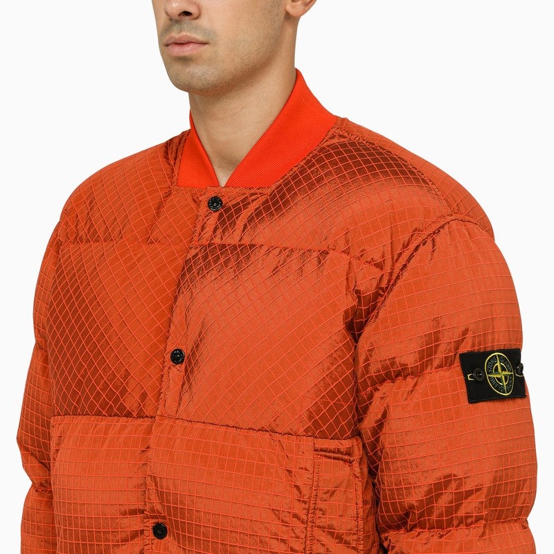 Stone Island Orange Nylon Bomber Jacket Men - 4