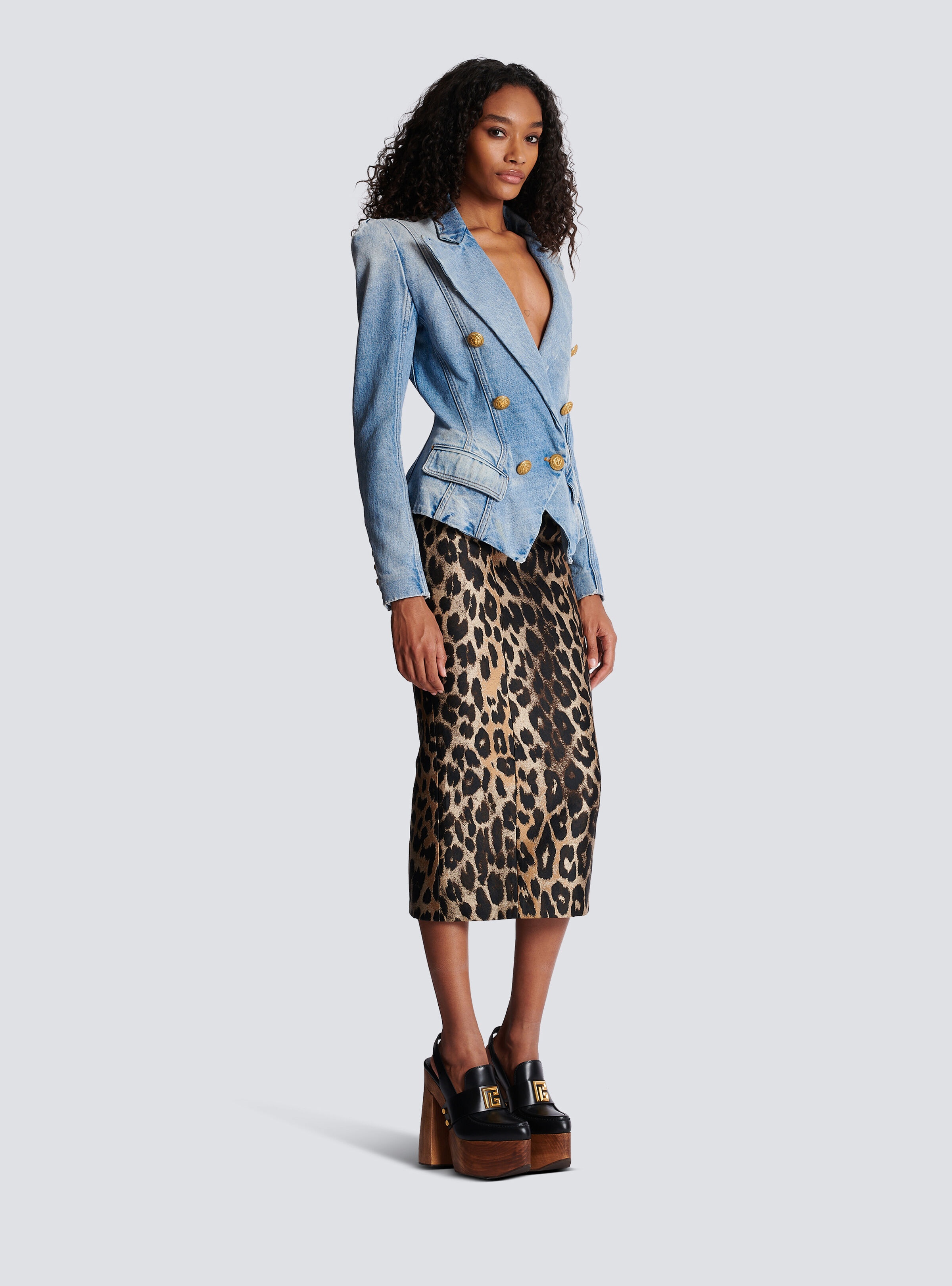 Slim-fit faded denim tailored jacket - 3