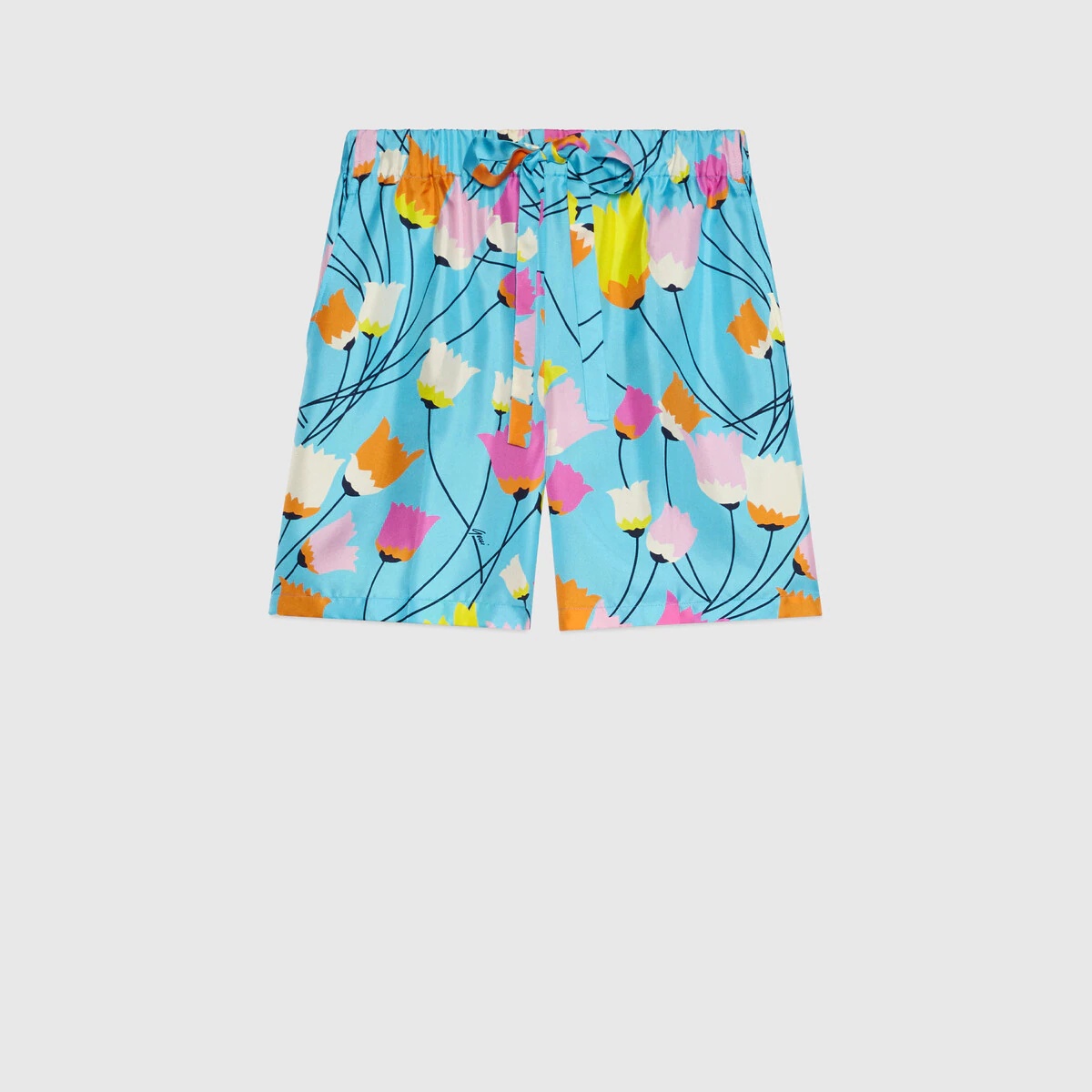 Tulip print silk shorts - 1