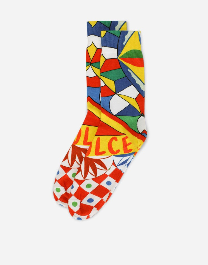 Dolce & Gabbana Carretto-print cotton socks outlook