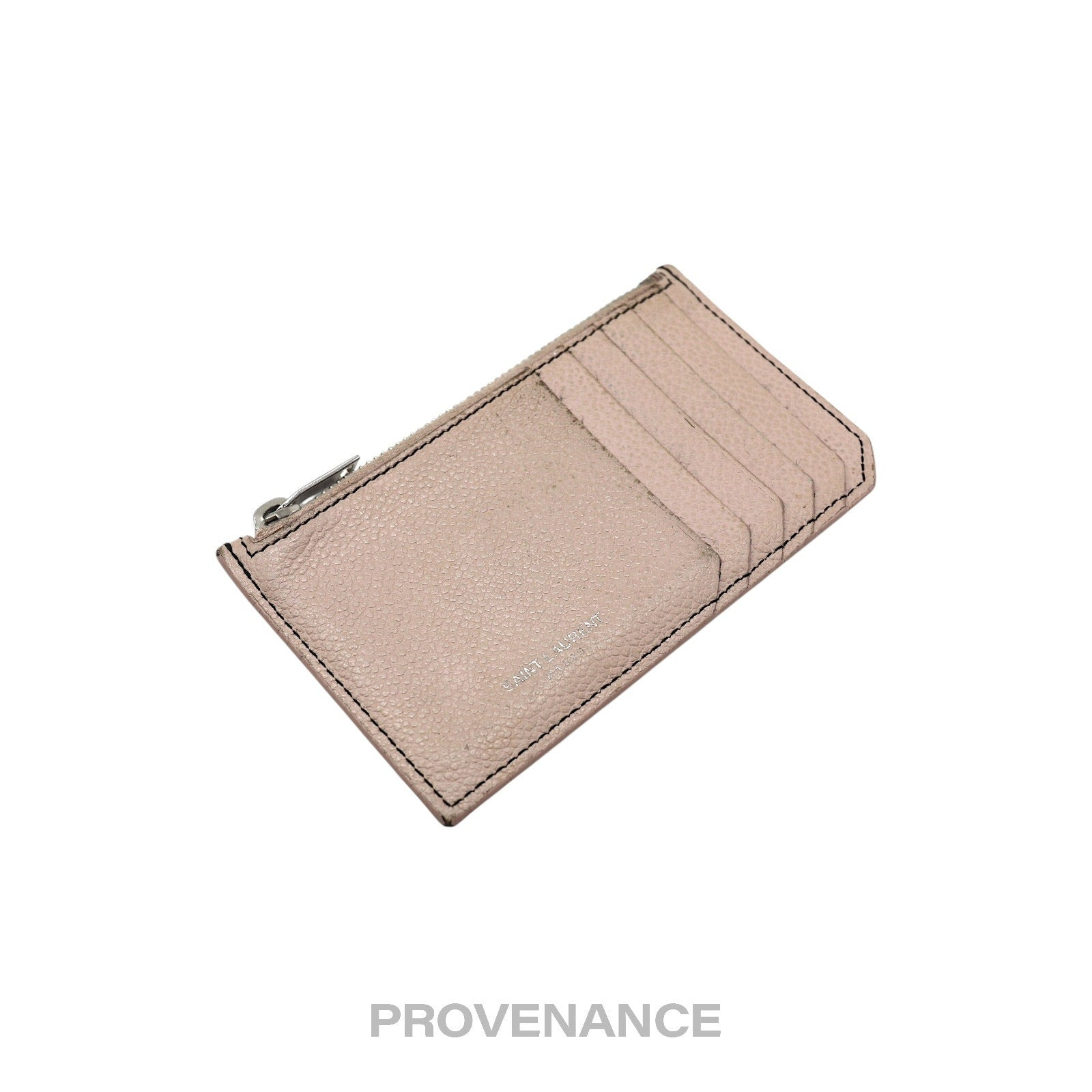 Saint Laurent Paris SLP Fragment Zip Card Wallet - Powder Pink - 3