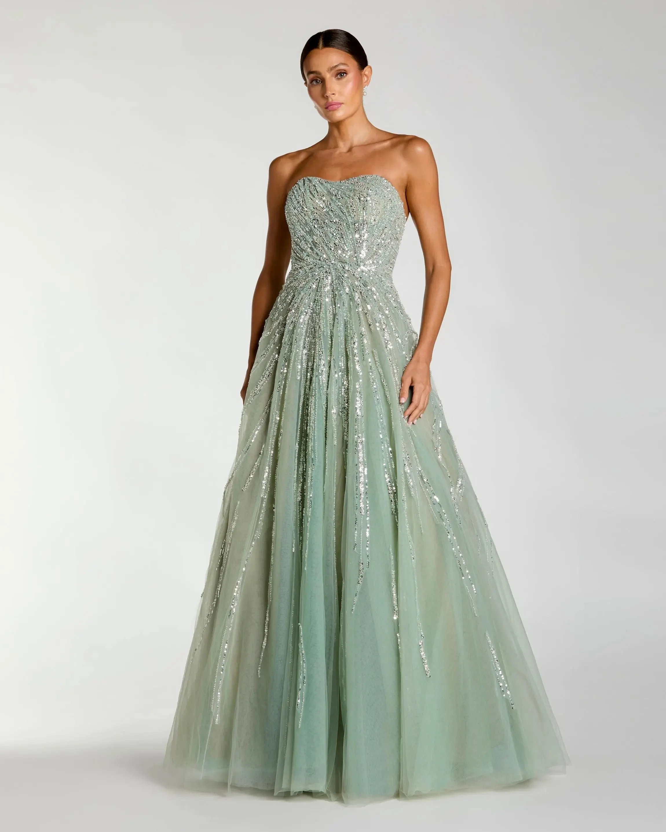 Seafoam Embellished Strapless Sweetheart Ball Gown - 1