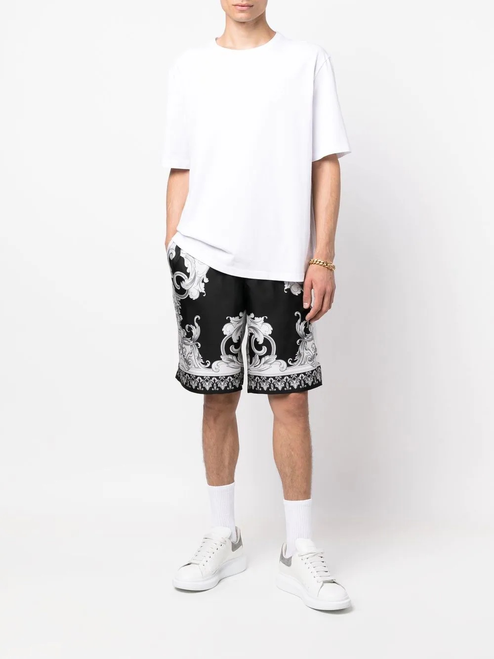 Baroque-print wide shorts - 2