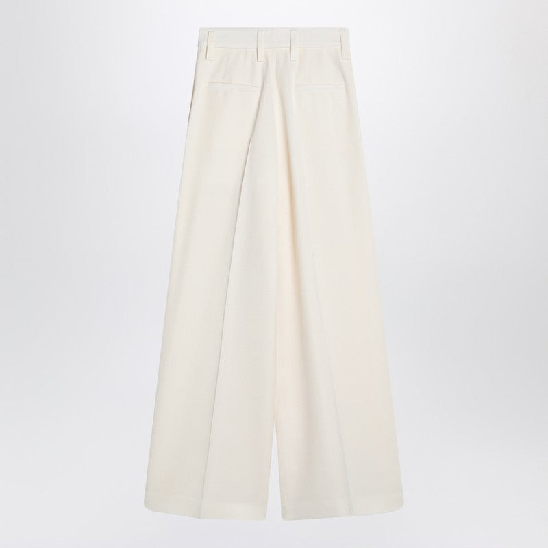 Jil Sander Wide Cream Trousers In Silk Blend Women - 2