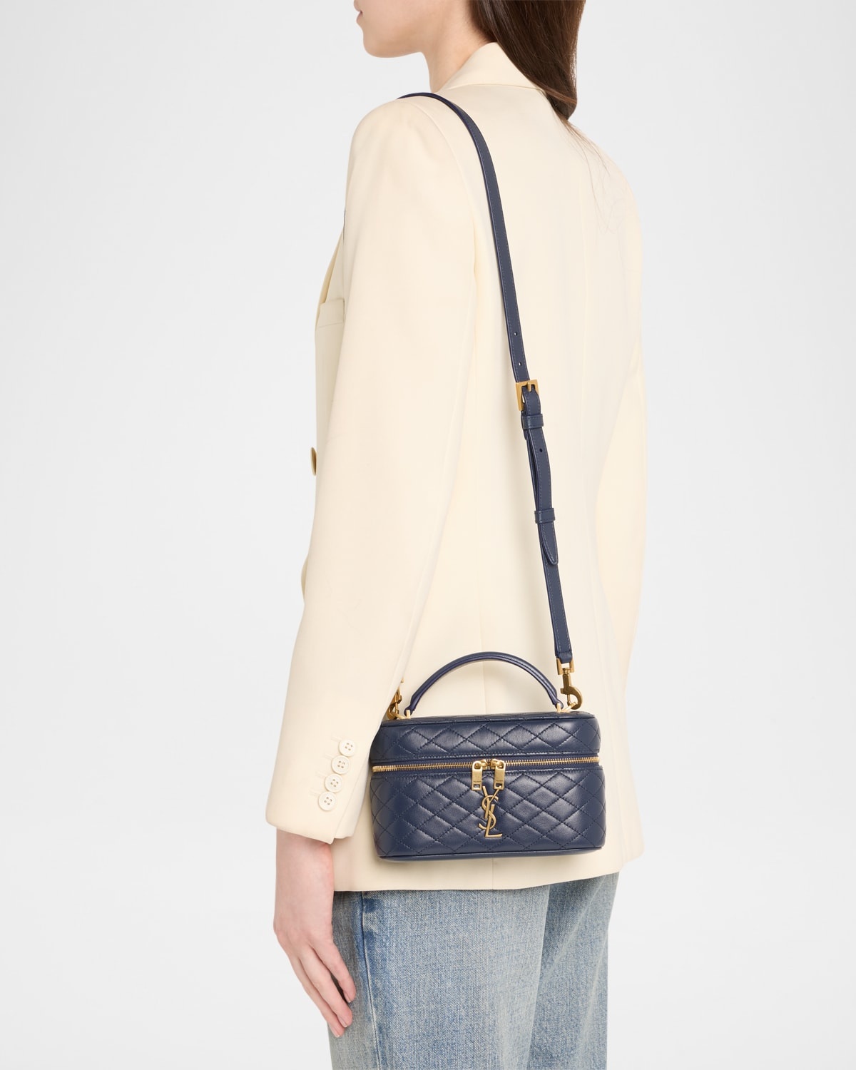 Gabby Mini Vanity Case in Quilted Leather with Gold Hardware - 2