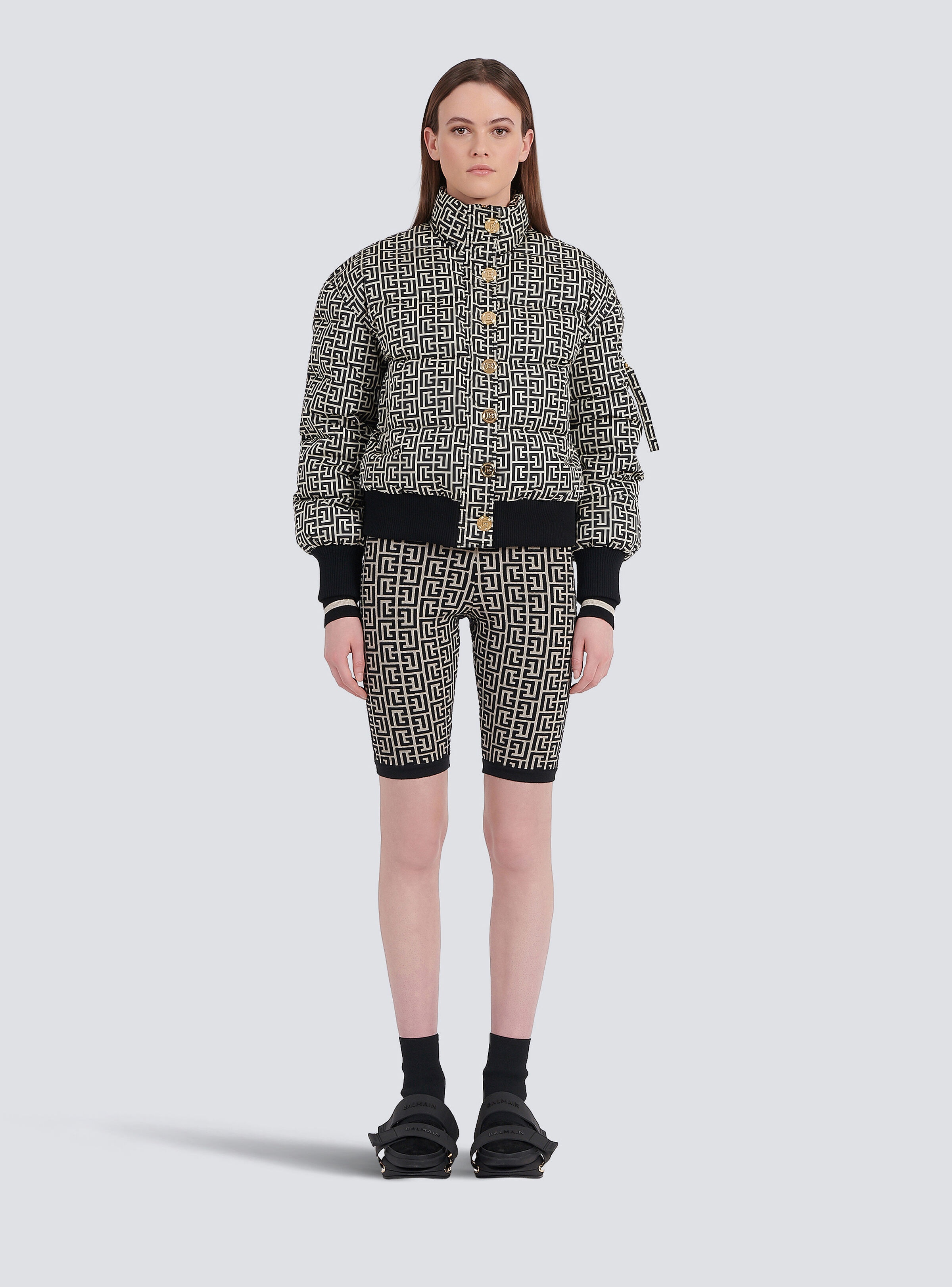 Nylon quilted coat with monogram - 3