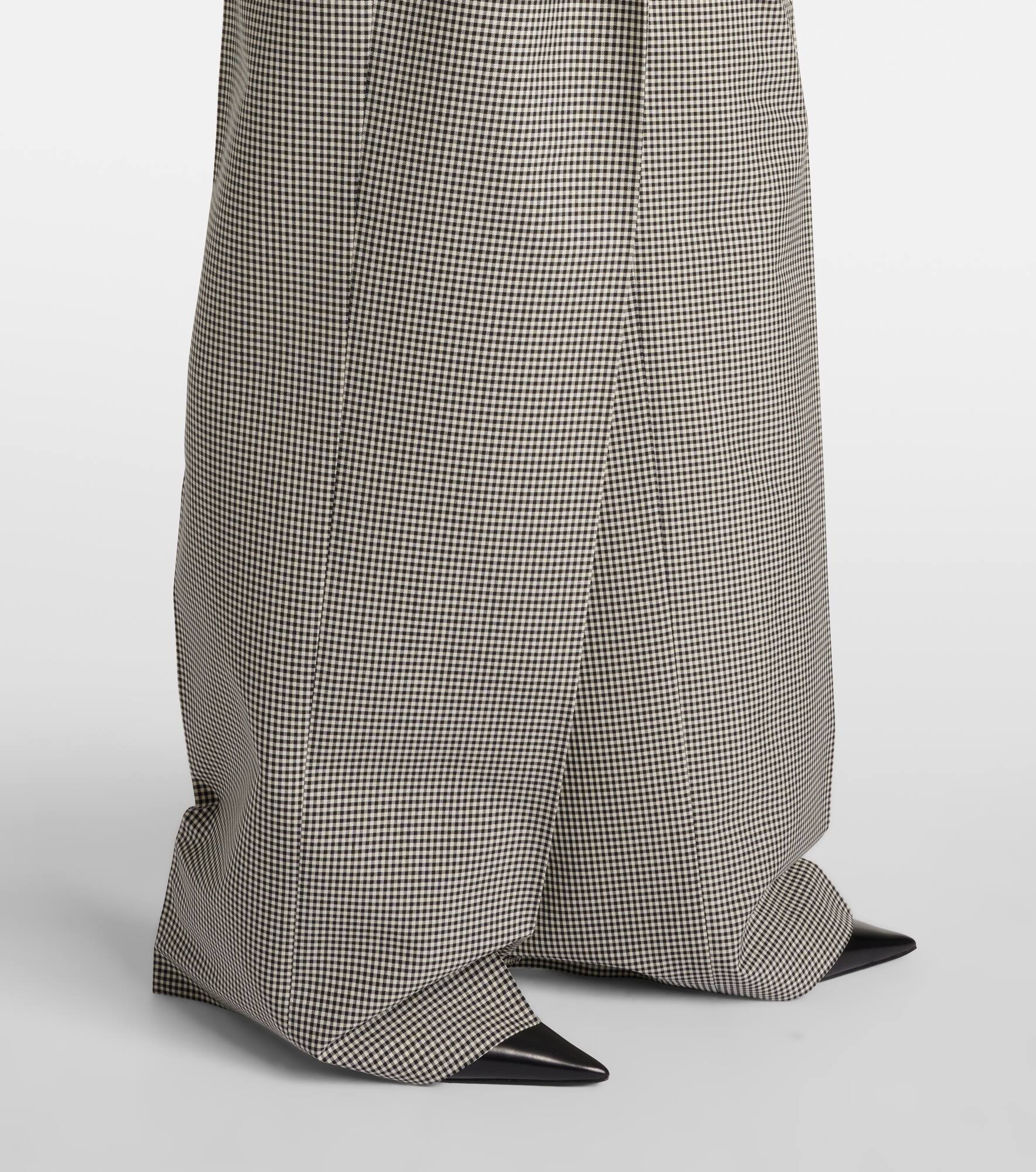 Gingham wool-blend wide-leg pants - 5