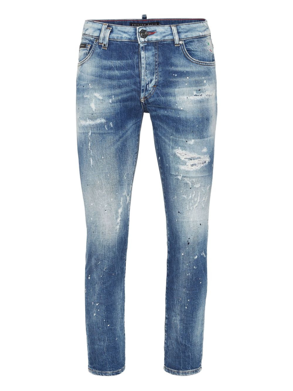 paint-splatter distressed jeans - 1
