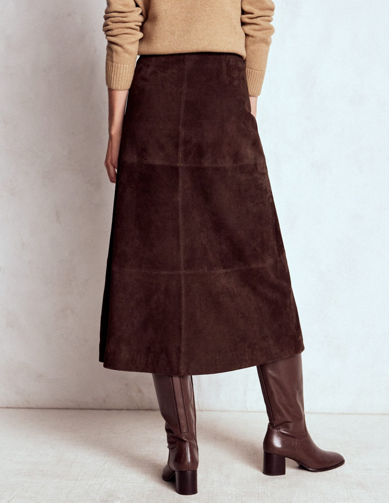 Suede Midi Skirt-Dark Chocolate 4