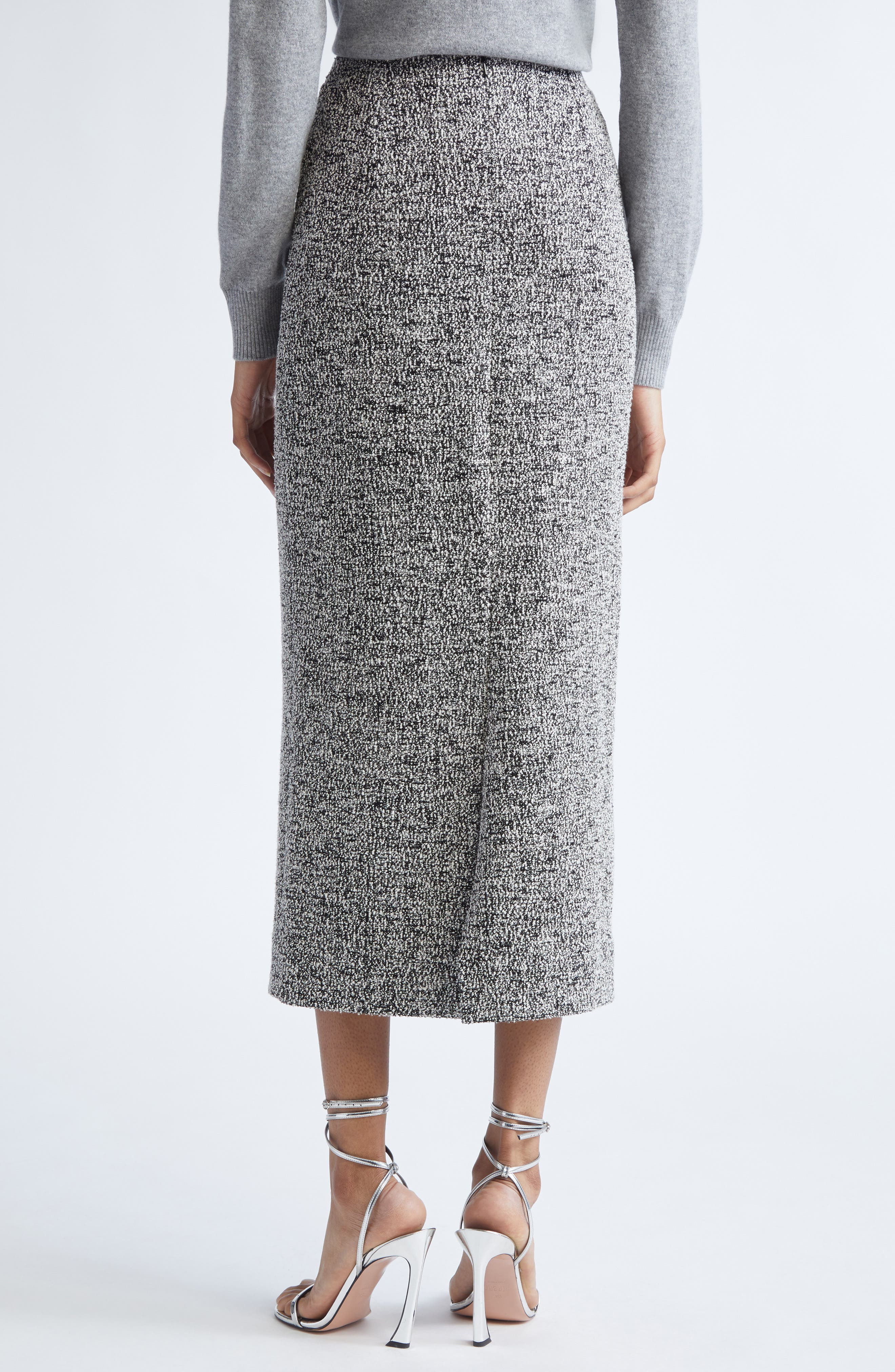 Oscar de la Renta Bouclé Jersey Knit Pencil Skirt in Black/Ivory at Nordstrom - 3