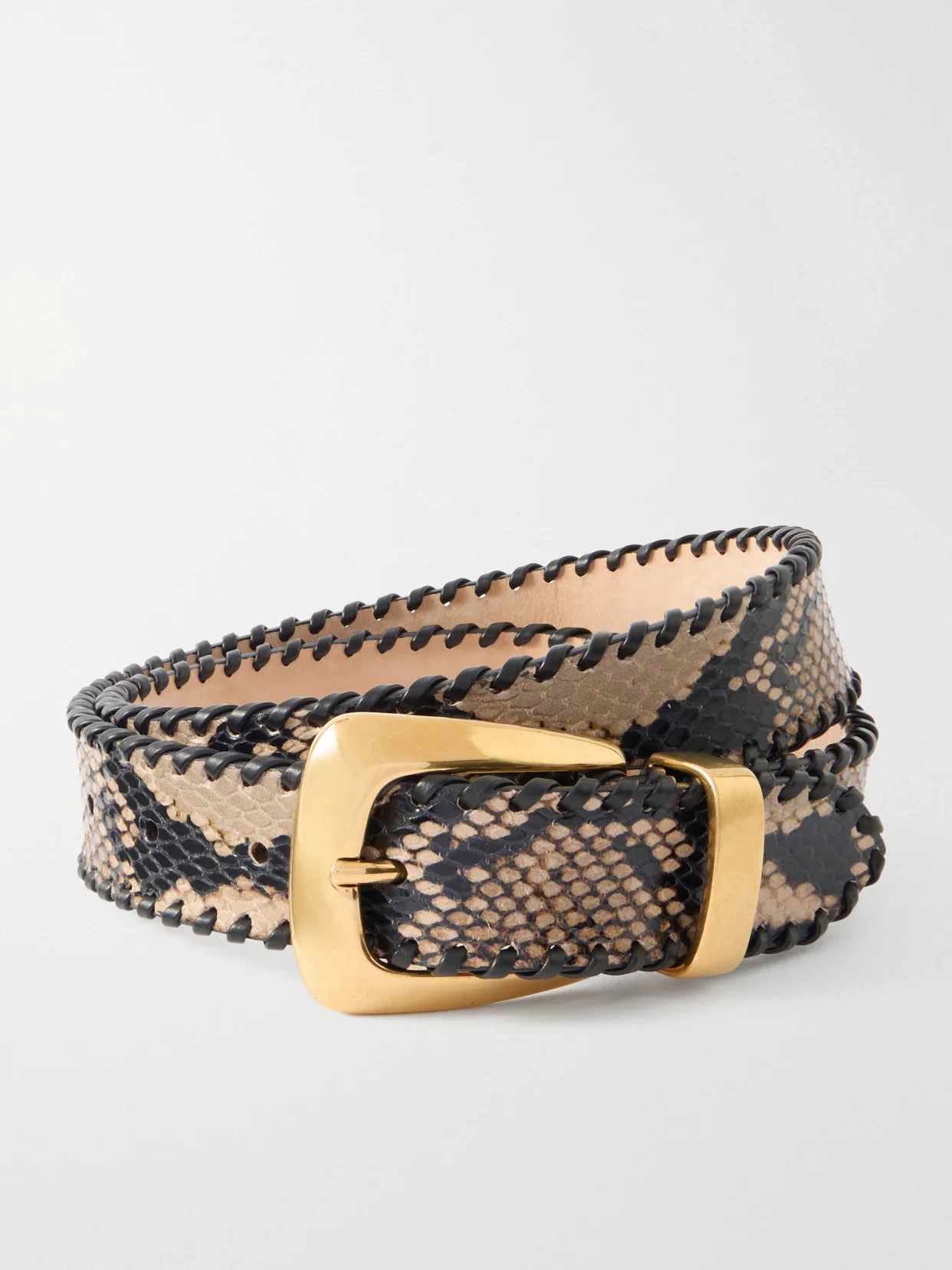 Benny Snake-effect Leather Belt - 1
