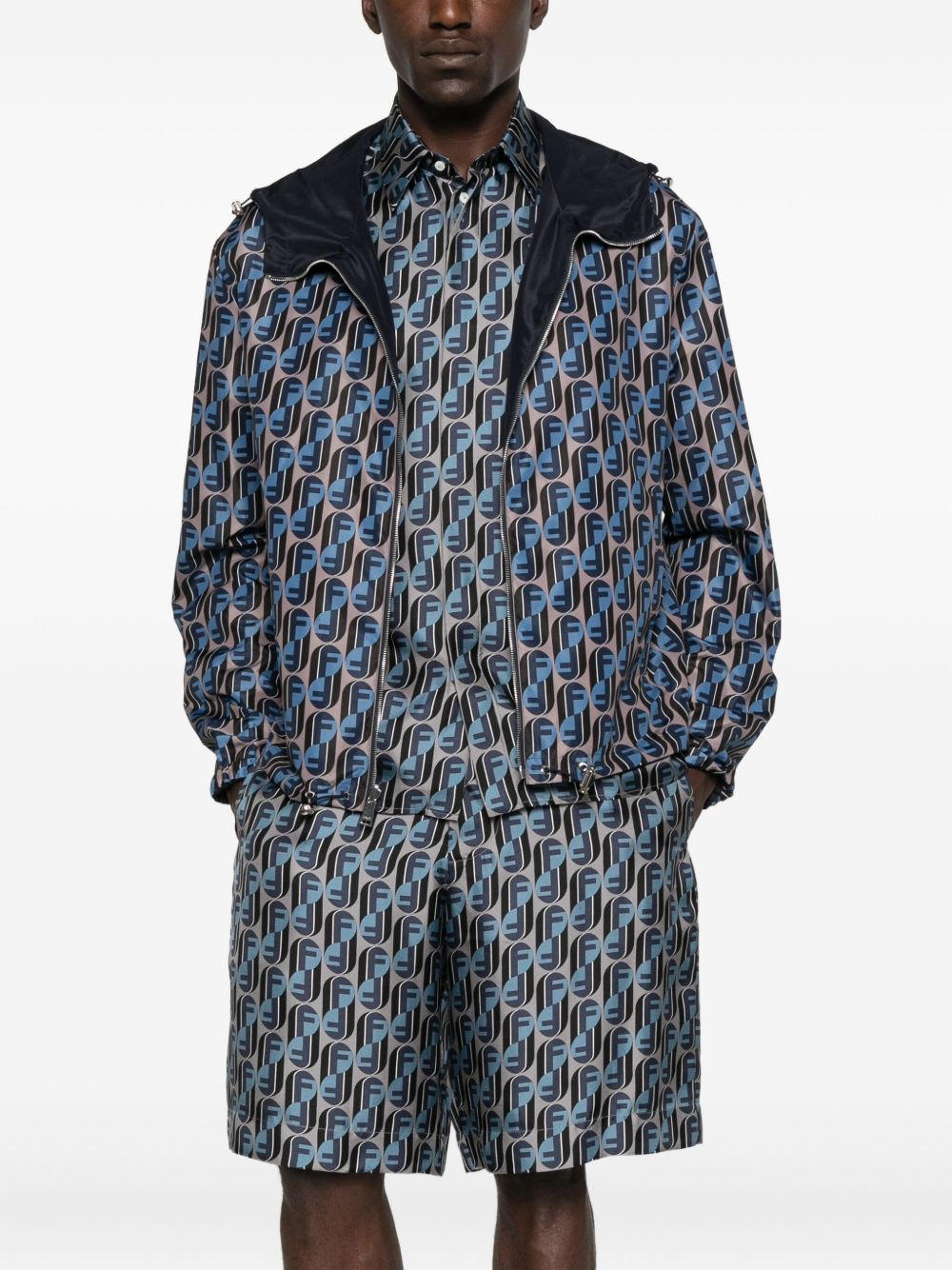 logo-plaque hooded jacket - 6