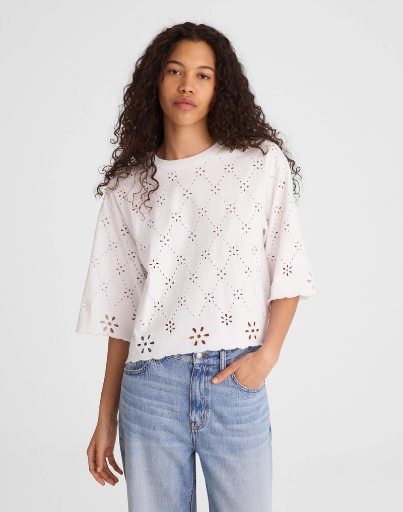 The Embroidered Boxy Crop Tee in Allday Jersey 2