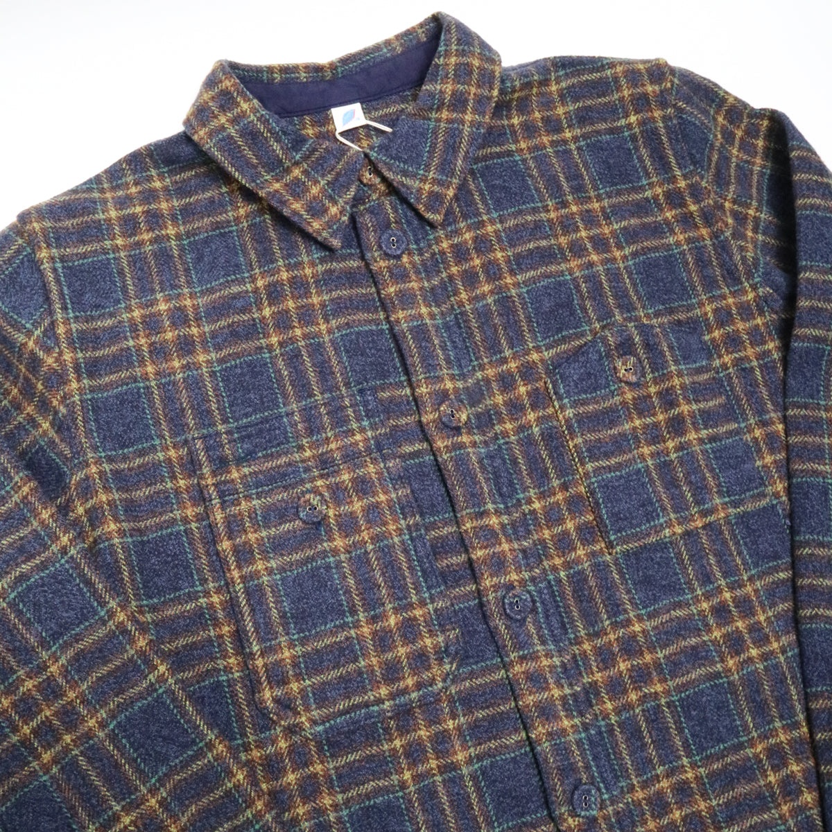 Cotton Tweed Check Double Pocket Shirt Navy - 3